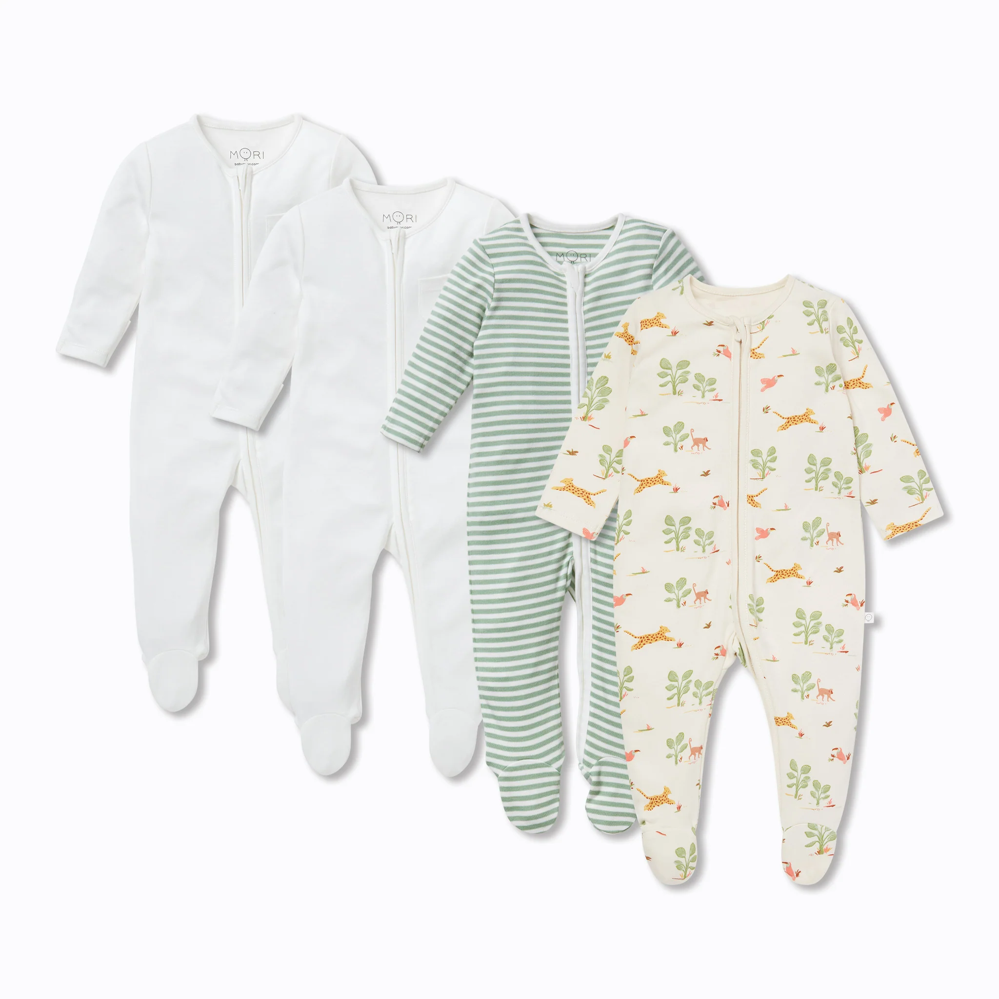 Rainforest Clever Zip Sleepsuit 4 Pack