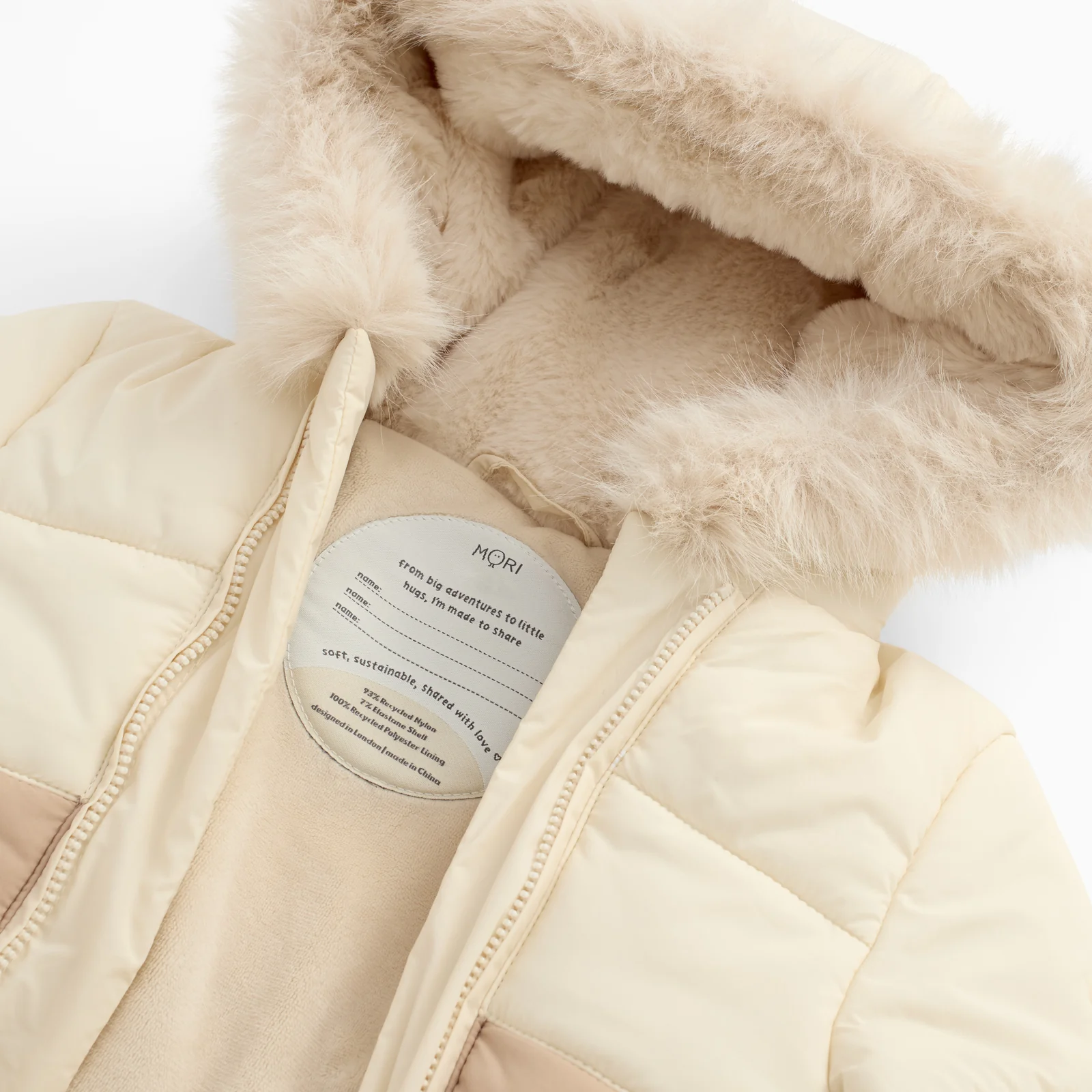 Recycled Padded Snowsuit - Ecru & Sesame - Image 3