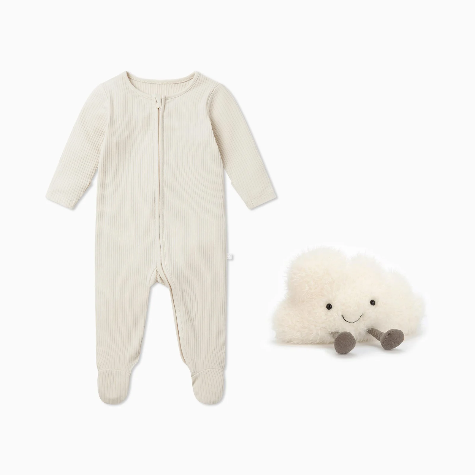 Ribbed Clever Zip Sleepsuit & Jellycat Amusable Cloud