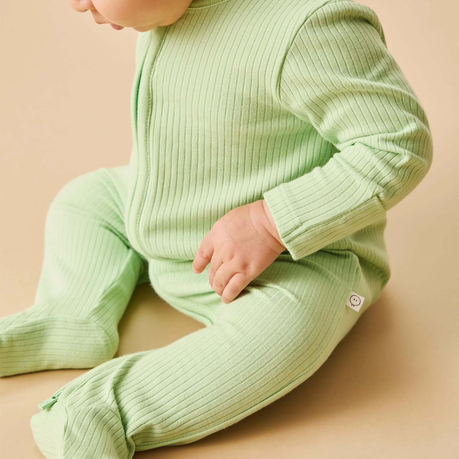 Ribbed Clever Zip Sleepsuit - Lime