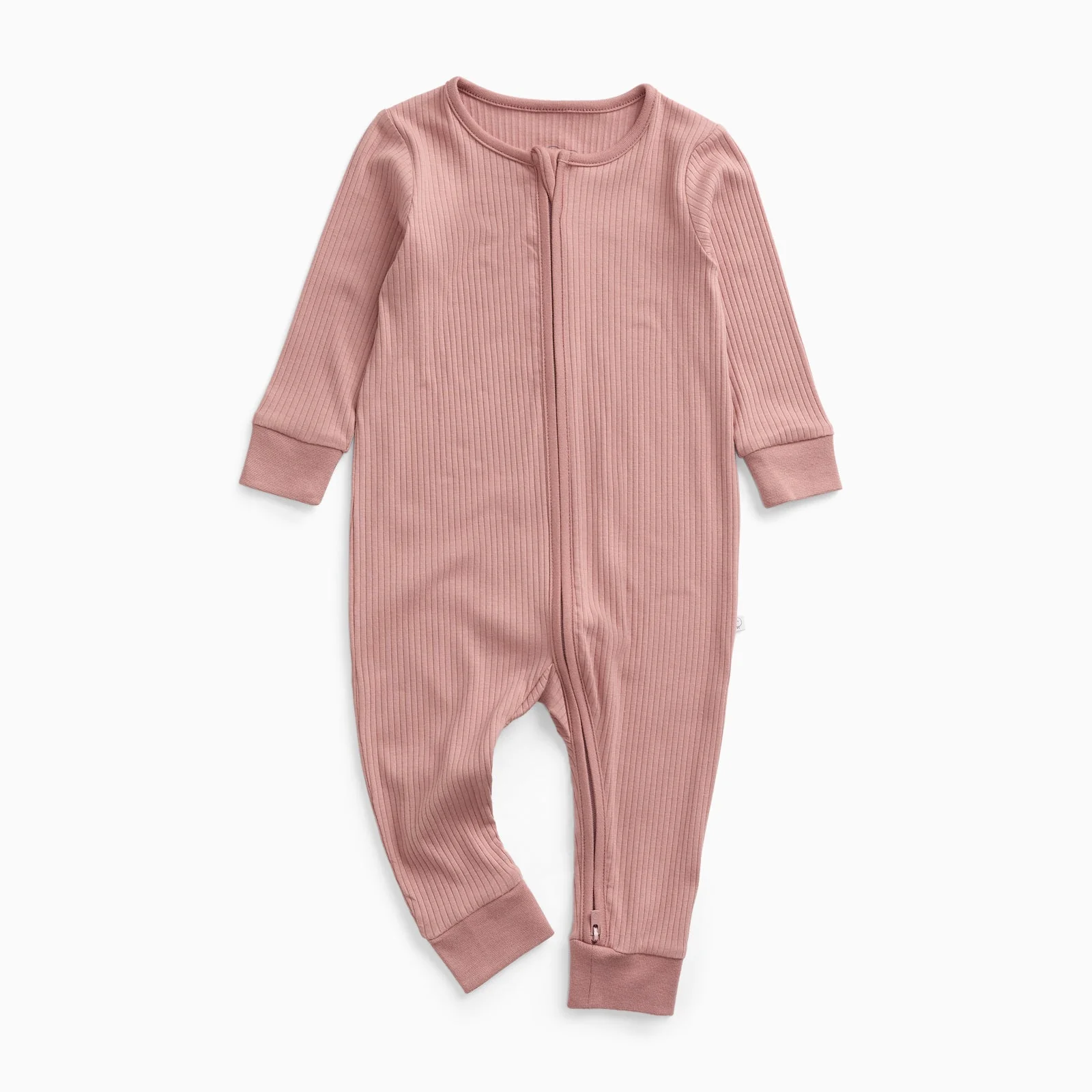 Ribbed Clever Zip Sleepsuit - Rose - Image 3