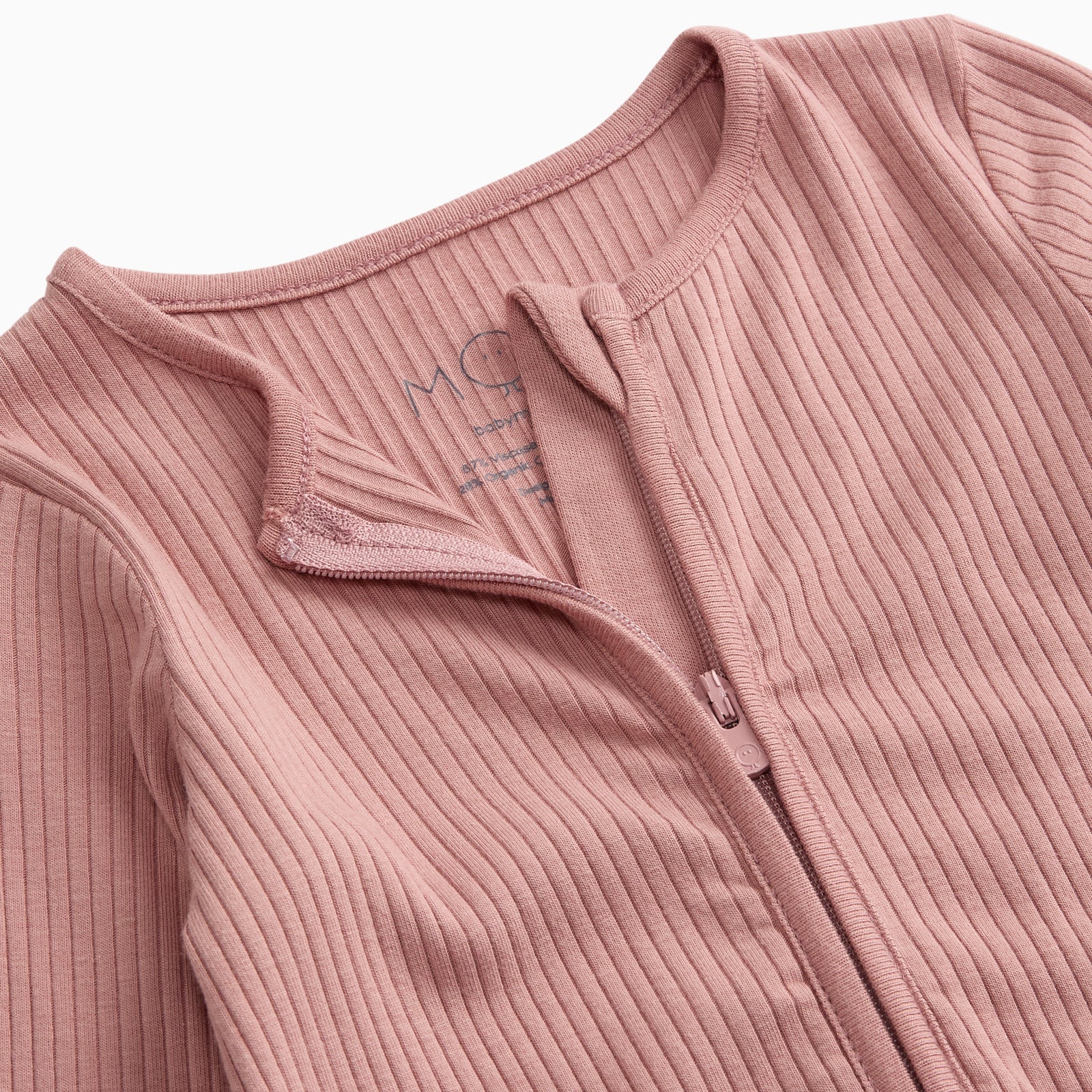 Ribbed Clever Zip Sleepsuit - Rose - Image 4