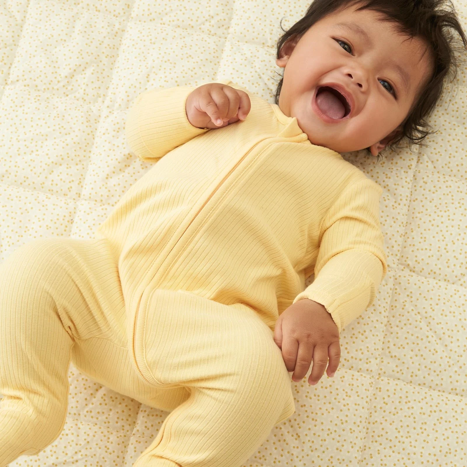 Ribbed Clever Zip Sleepsuit - Yellow
