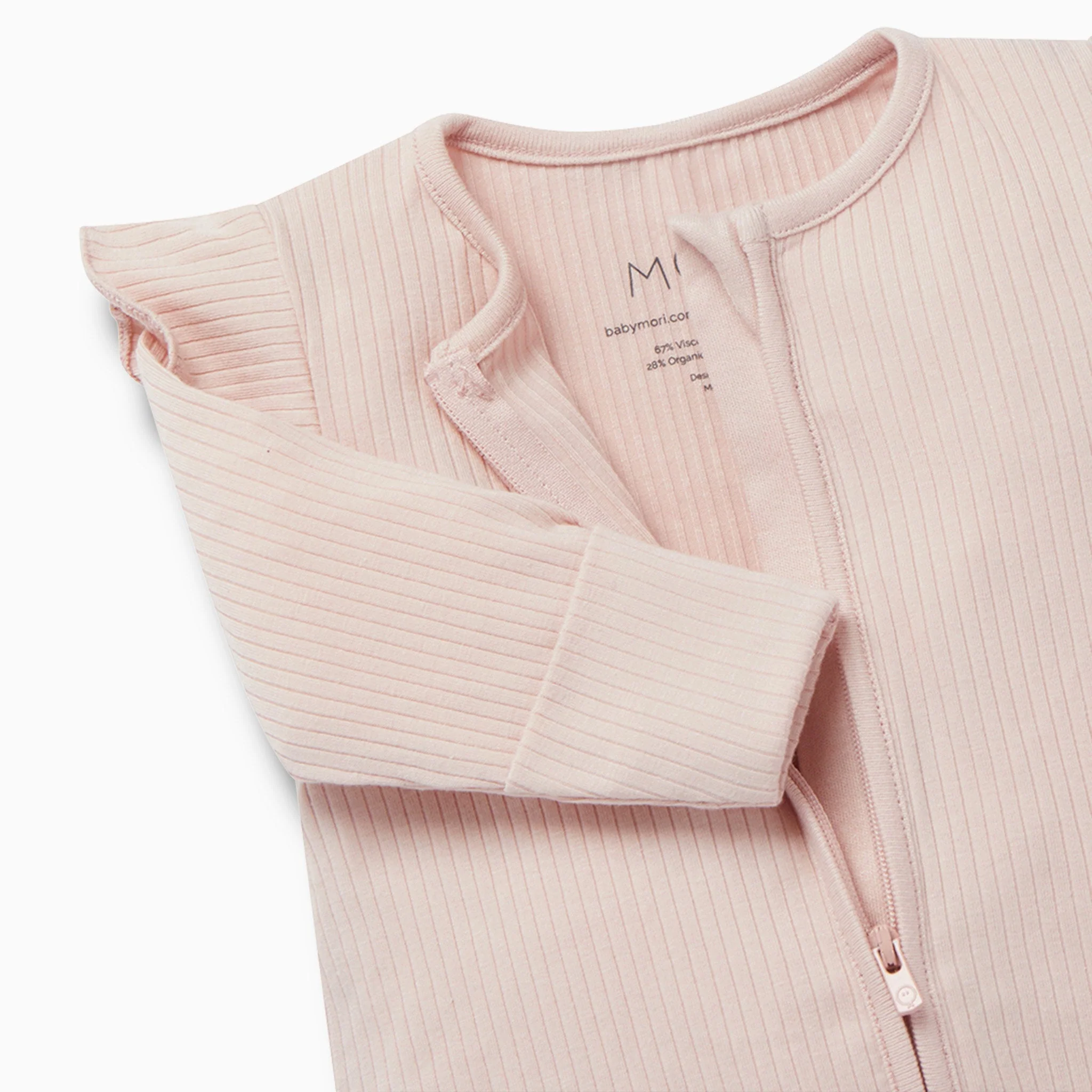 Ribbed Frill Zip-Up Sleepsuit - Image 2