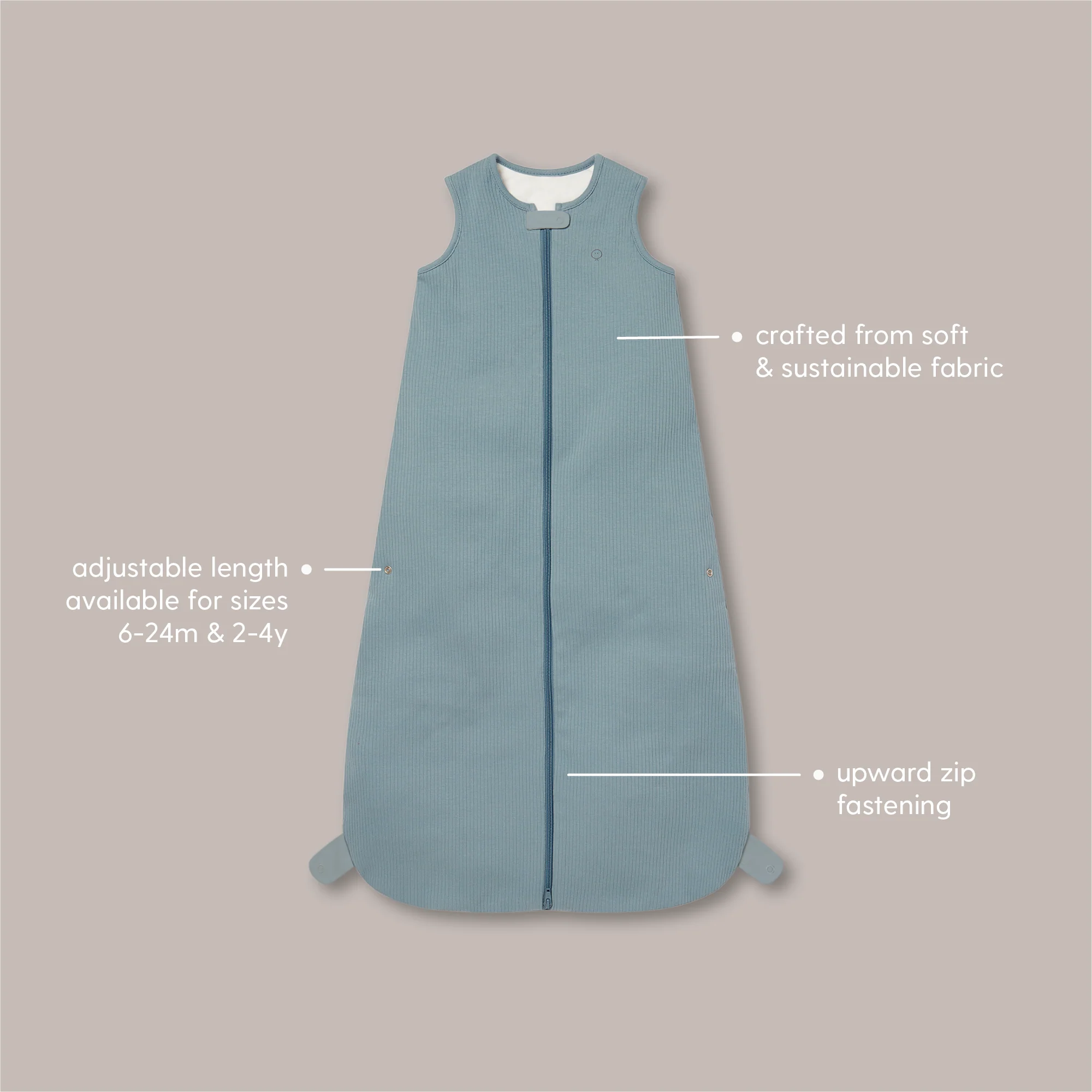 Ribbed Front Opening Sleeping Bag 1.5 TOG - Navy - Image 4