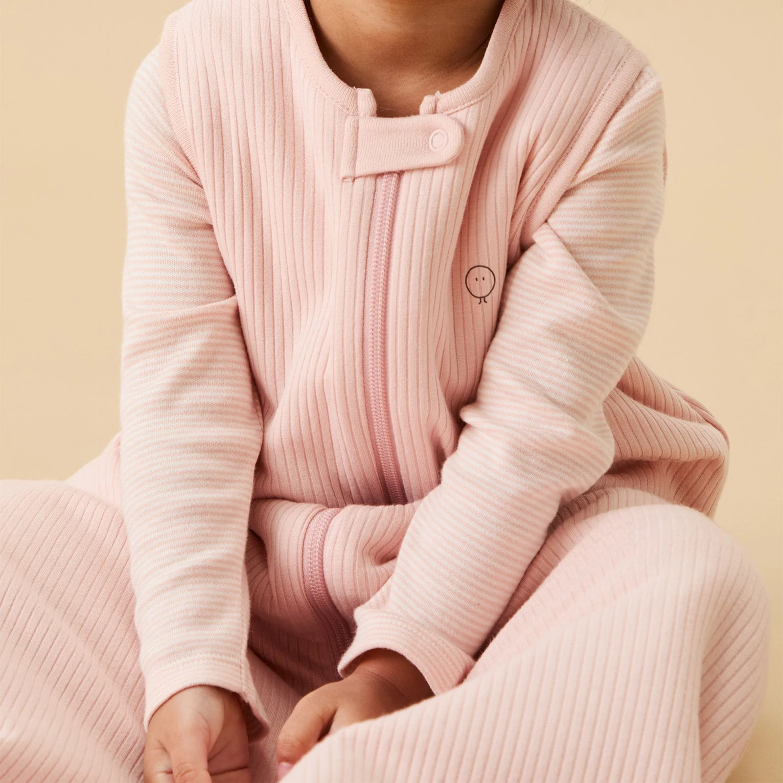 Ribbed Front Opening Sleeping Bag 2.5 TOG - Blush