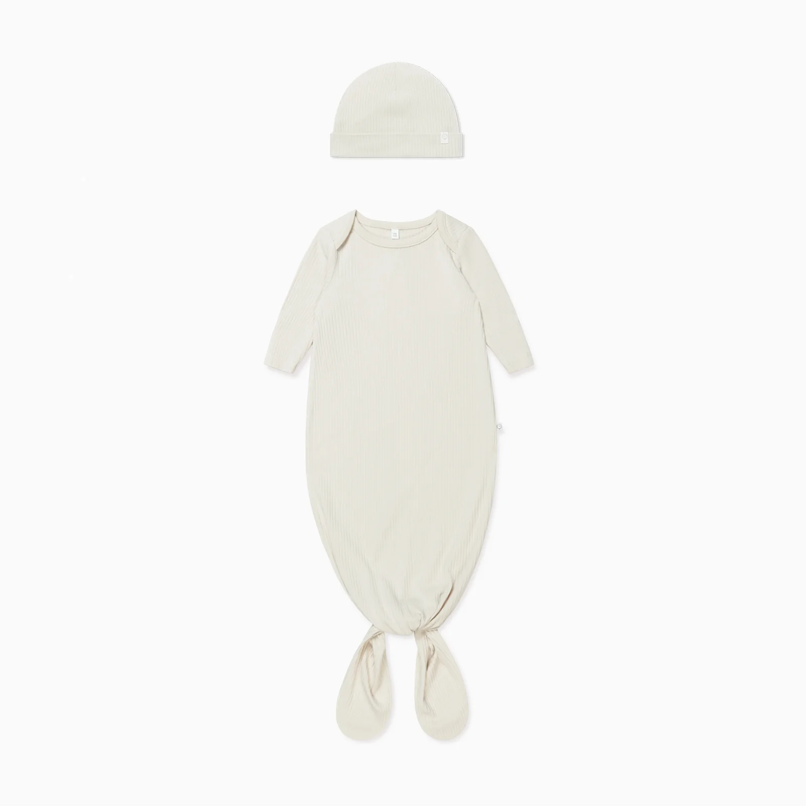 Ribbed Knotted Newborn Baby Gown & Hat - Image 2