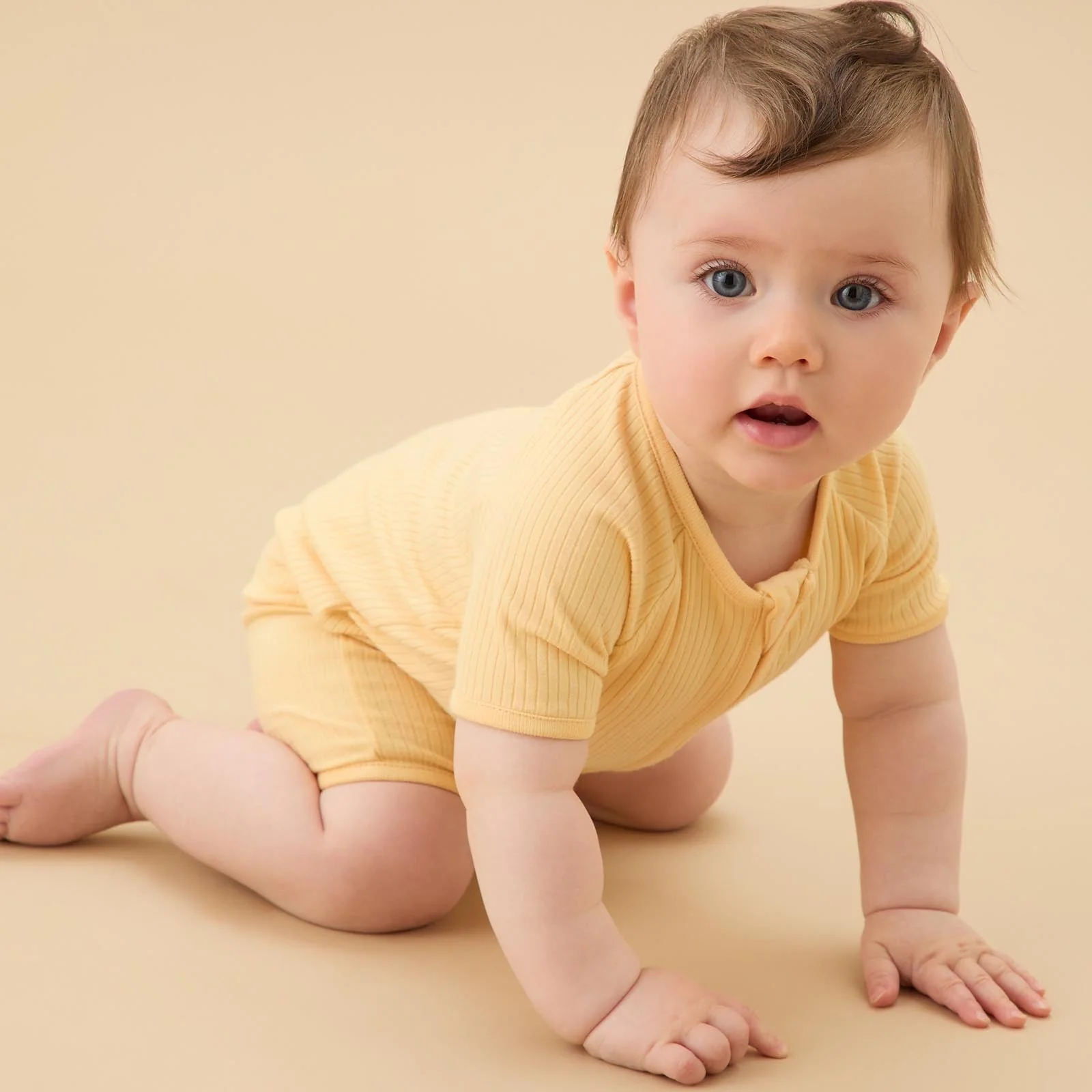 Ribbed Zip Summer Sleepsuit - Yellow