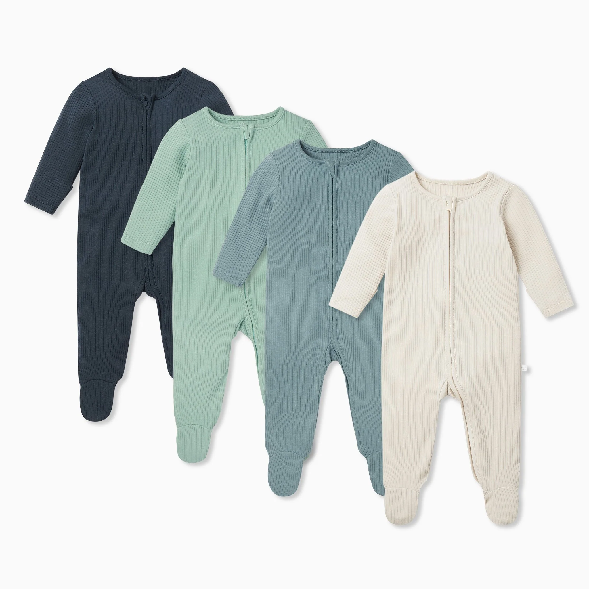 Ribbed Zip-Up Sleepsuit 4 Pack - Image 2