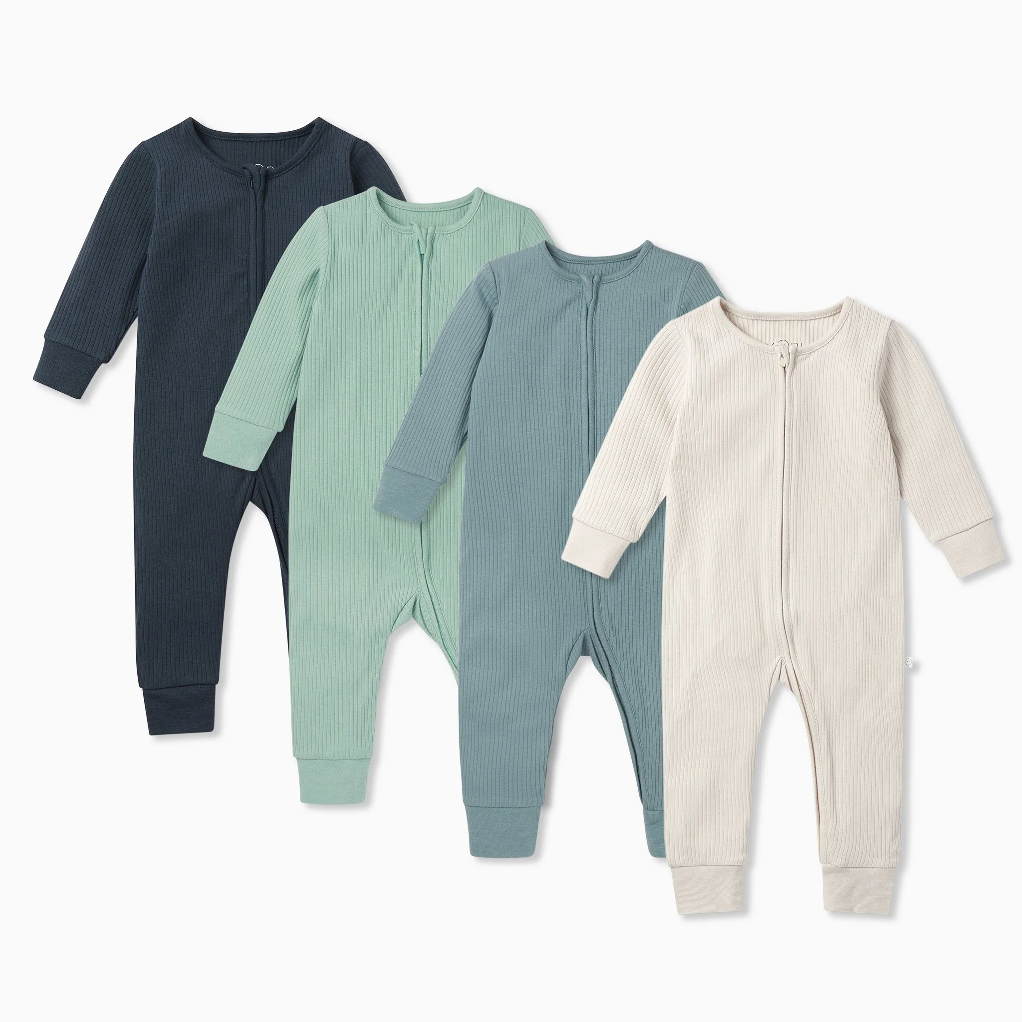 Ribbed Zip-Up Sleepsuit 4 Pack - Image 3