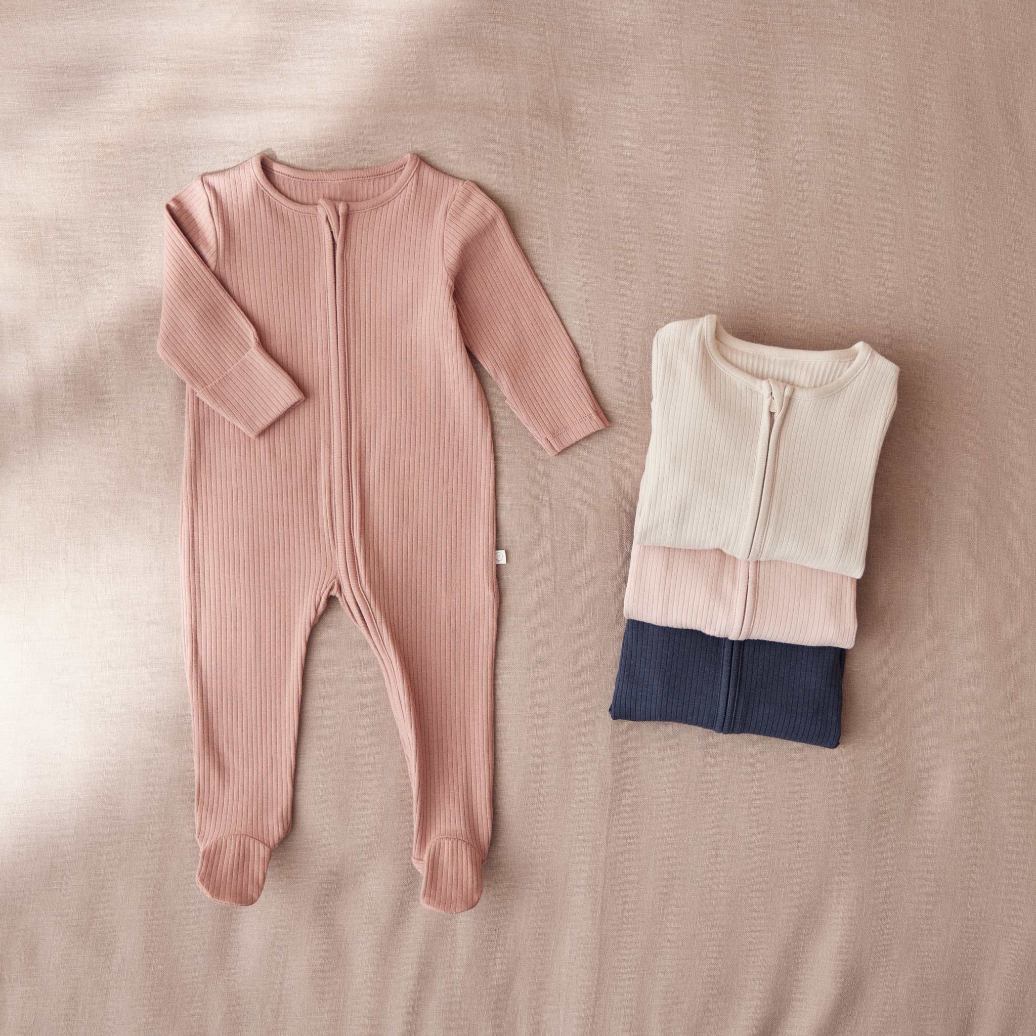Ribbed Zip-Up Sleepsuit 4 Pack - Image 4