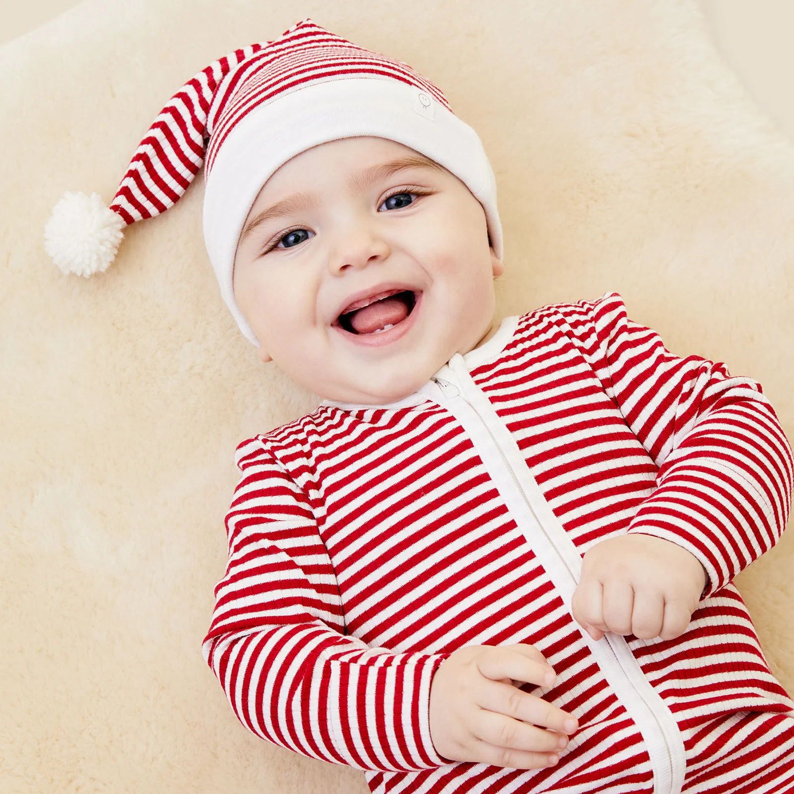 Ruby Stripe Ribbed Elf Hat - Image 3
