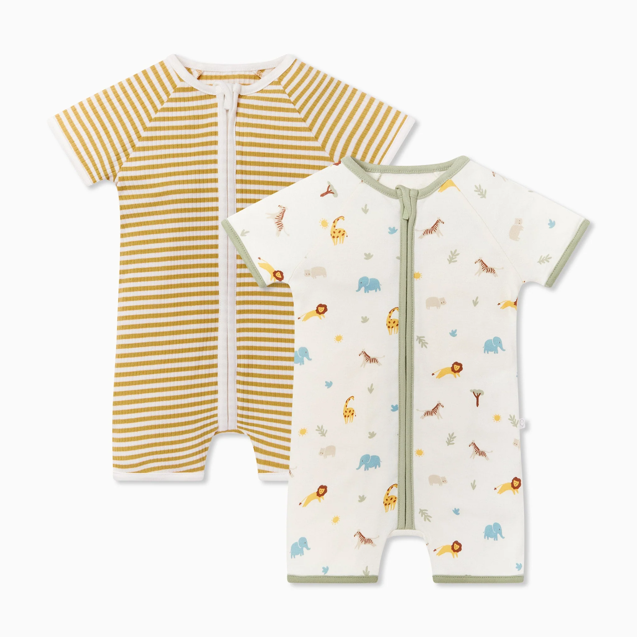 Safari & Ribbed Zip Summer Sleepsuit 2 Pack