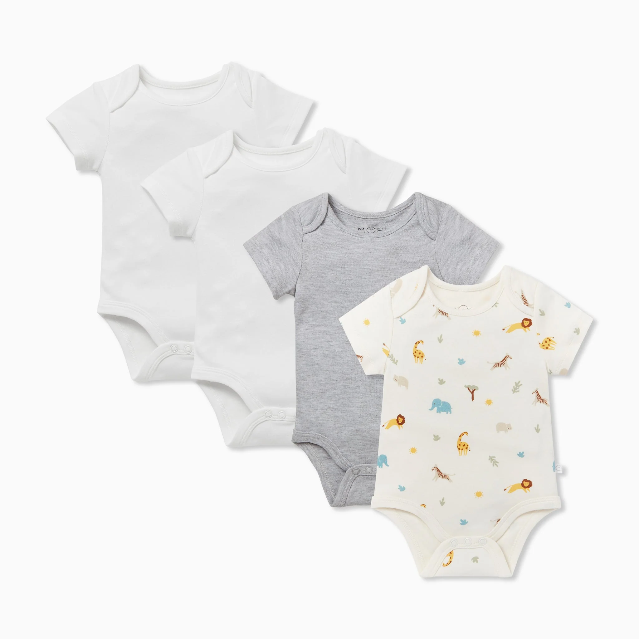 Safari Short Sleeve Bodysuit 4 Pack