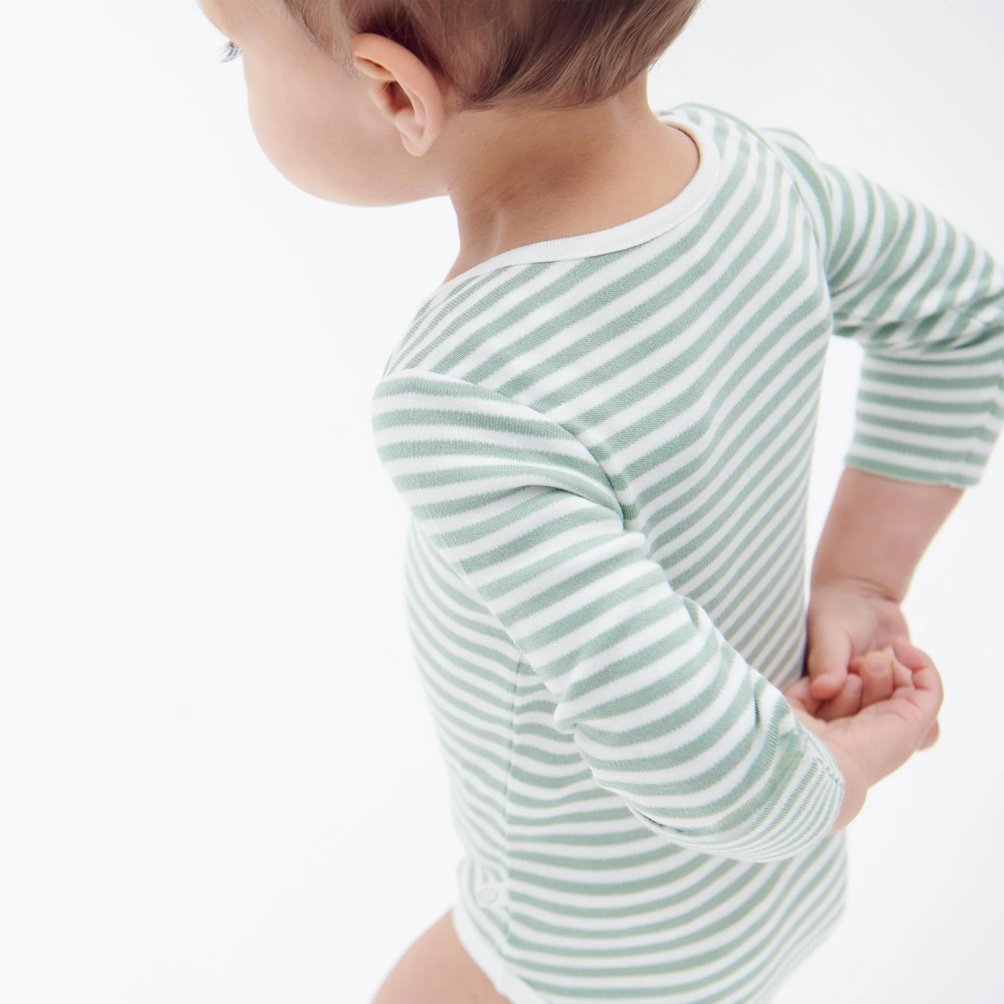 Sage Stripe Long Sleeve Bodysuit 4 Pack - Image 4