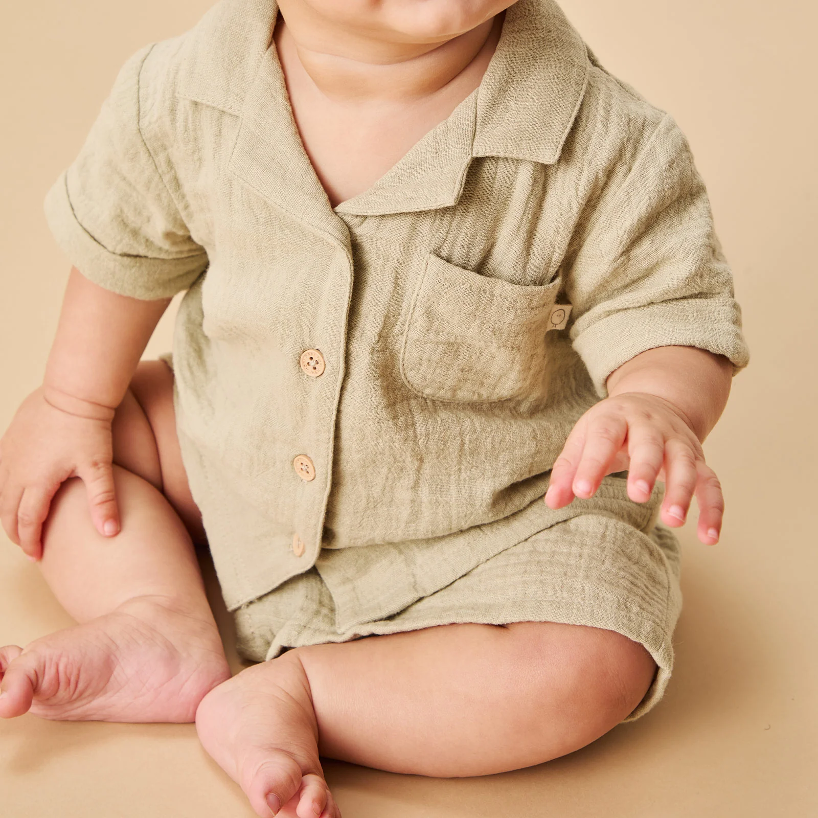 Sage Muslin Short Sleeve Shirt & Shorts Set - Image 2