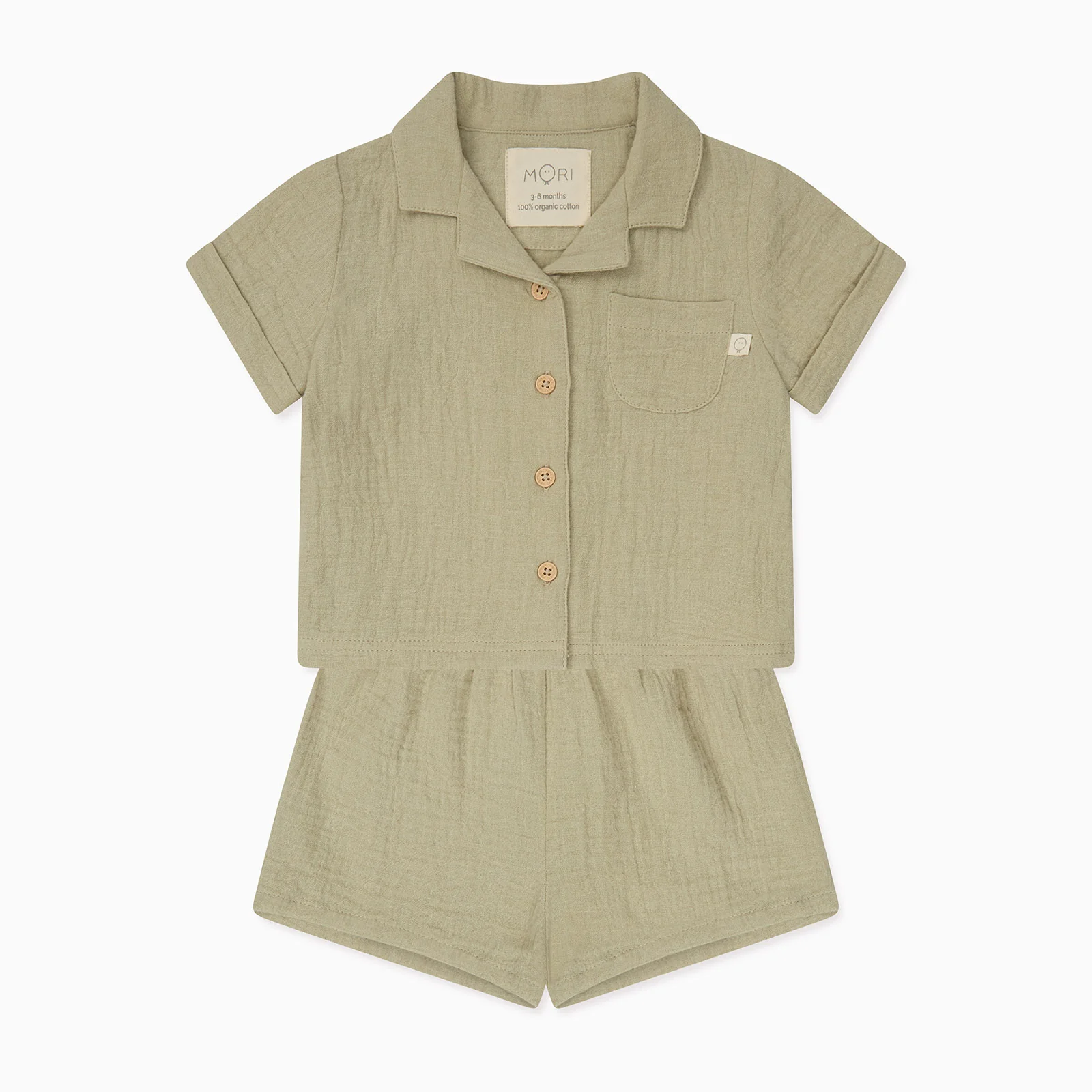 Sage Muslin Short Sleeve Shirt & Shorts Set - Image 3