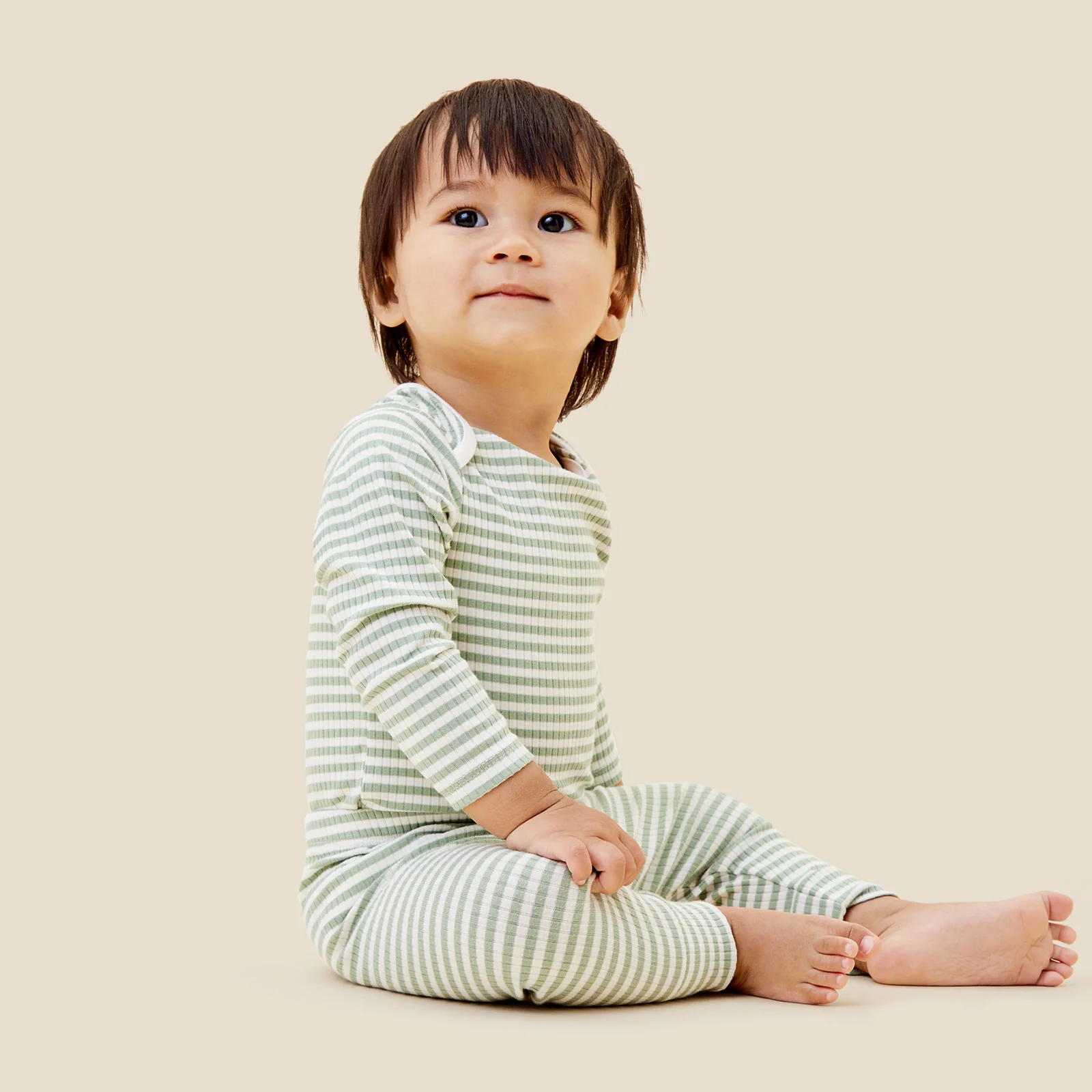Sage Stripe Ribbed Long Sleeve Bodysuit - Image 4