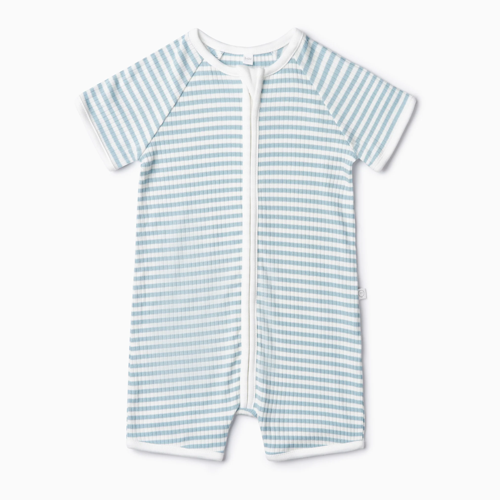 Sea Stripe Ribbed Zip Summer Sleepsuit