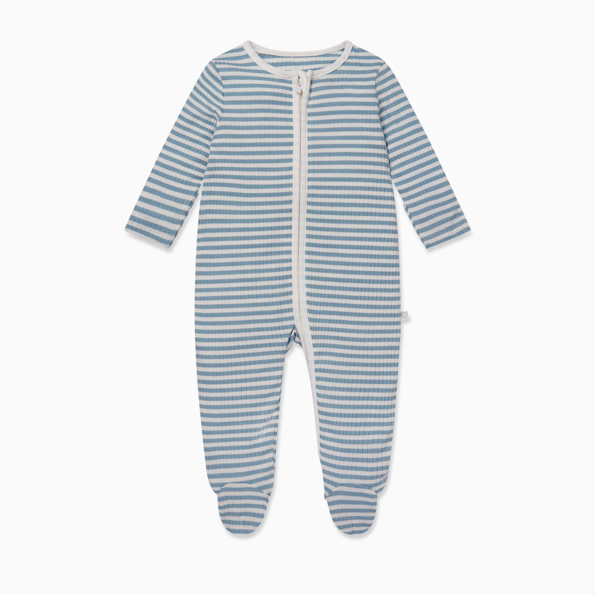 Sea Stripe Ribbed Zip-Up Sleepsuit - Image 2