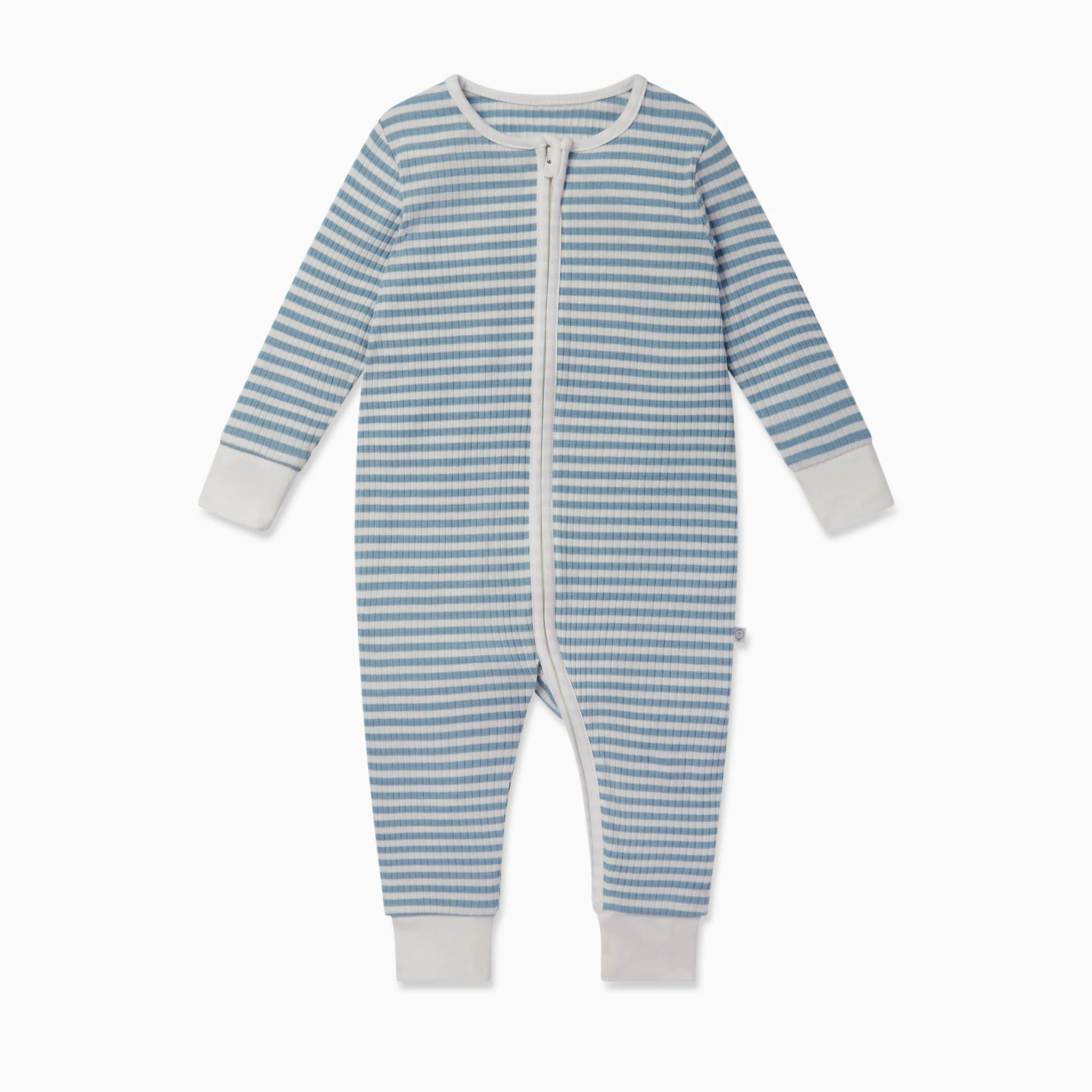 Sea Stripe Ribbed Zip-Up Sleepsuit - Image 3
