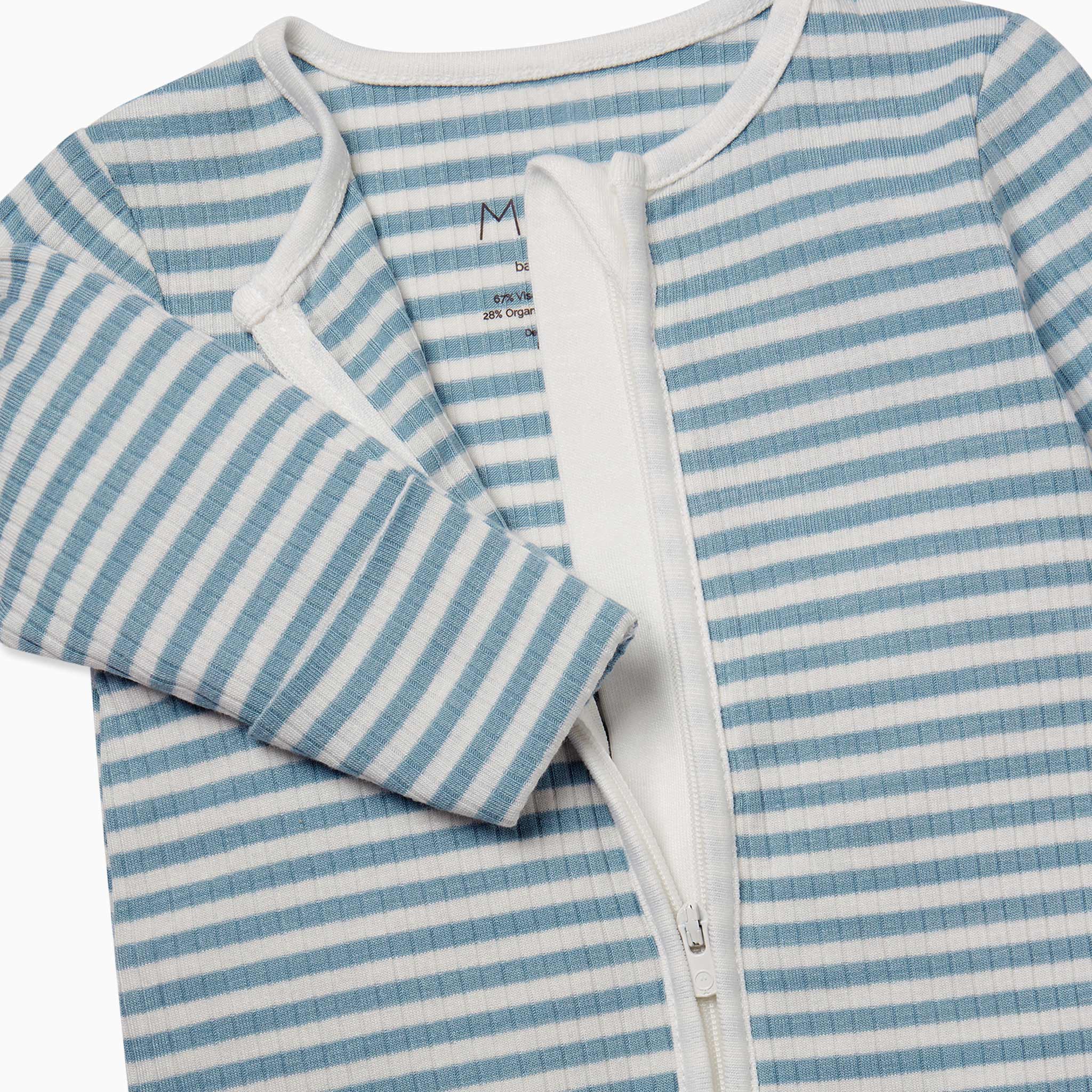 Sea Stripe Ribbed Zip-Up Sleepsuit - Image 4