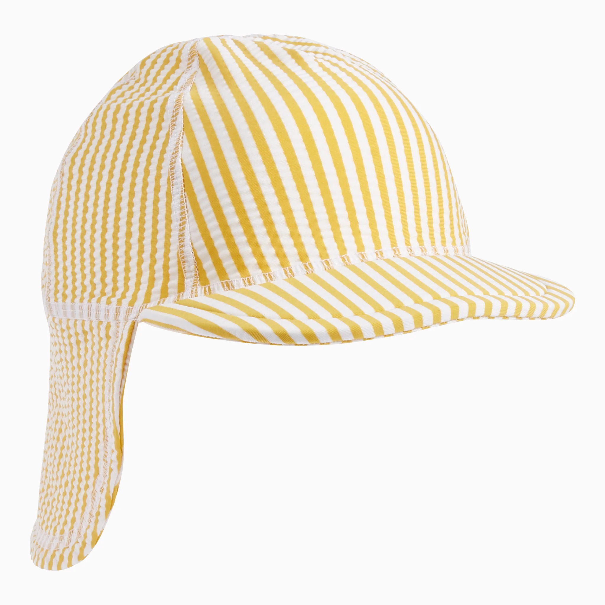 Seersucker Mustard Stripe Sun Safe Swim Hat