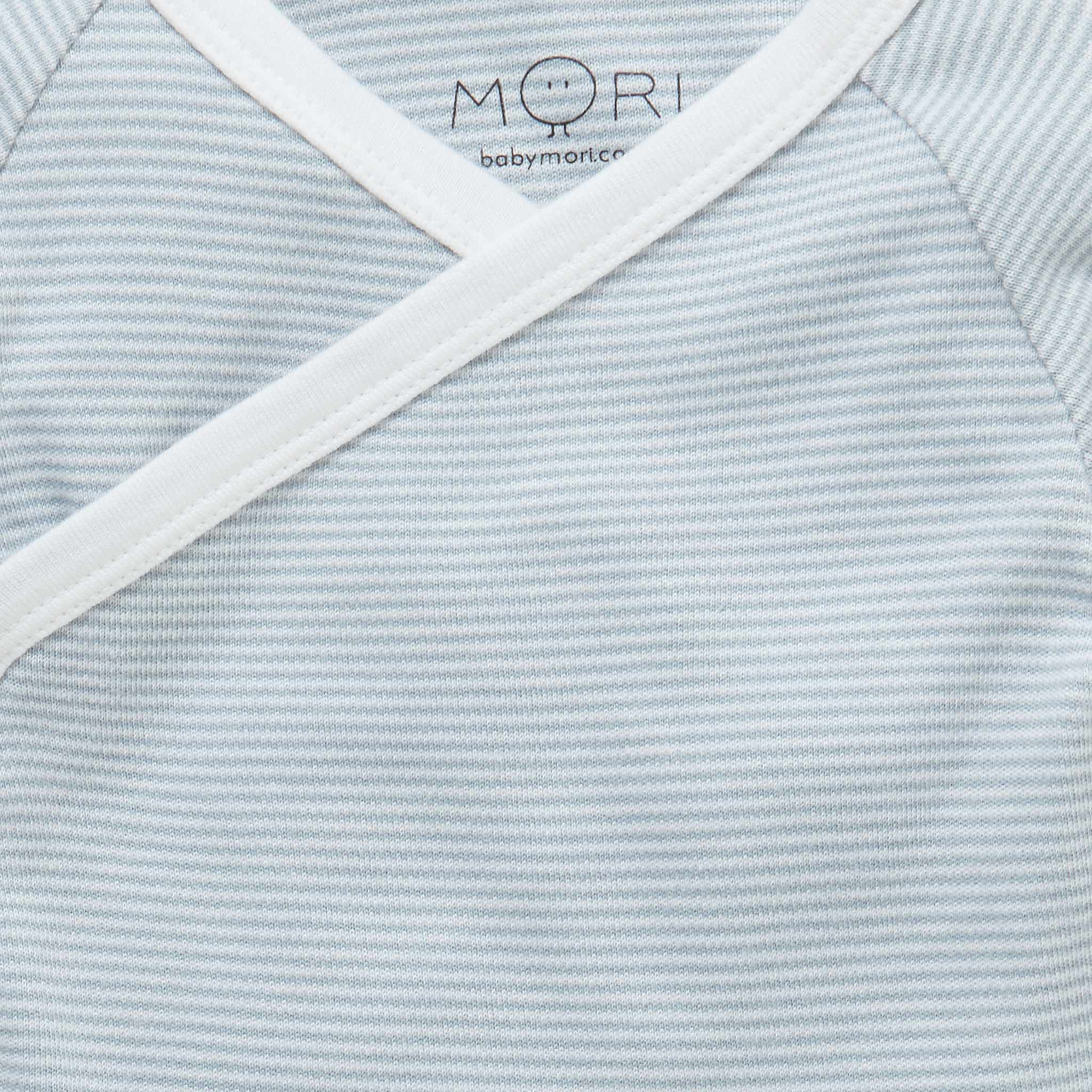 Short Sleeve Kimono Bodysuit - Blue Stripe - Image 3