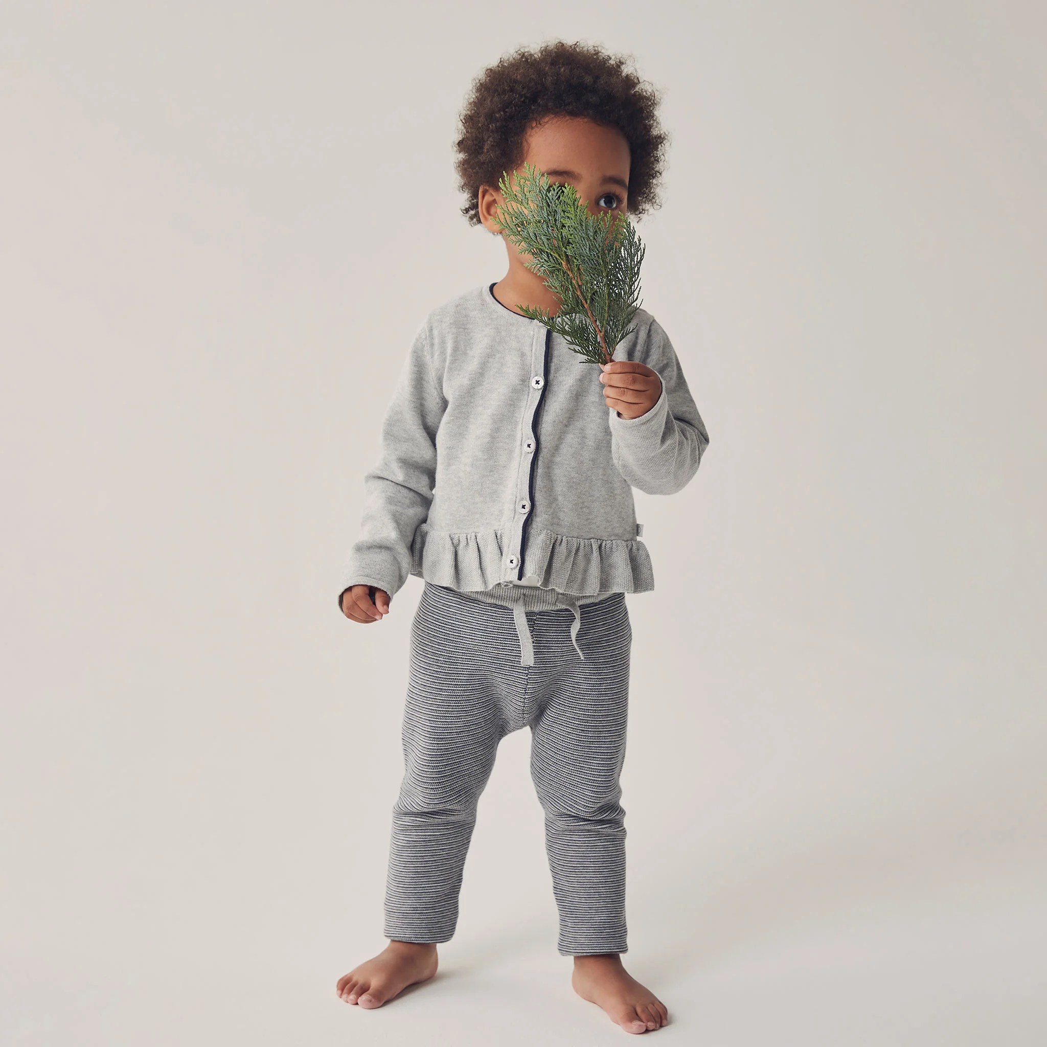 Silver Ruffle Cardigan & Joggers Set - Image 2
