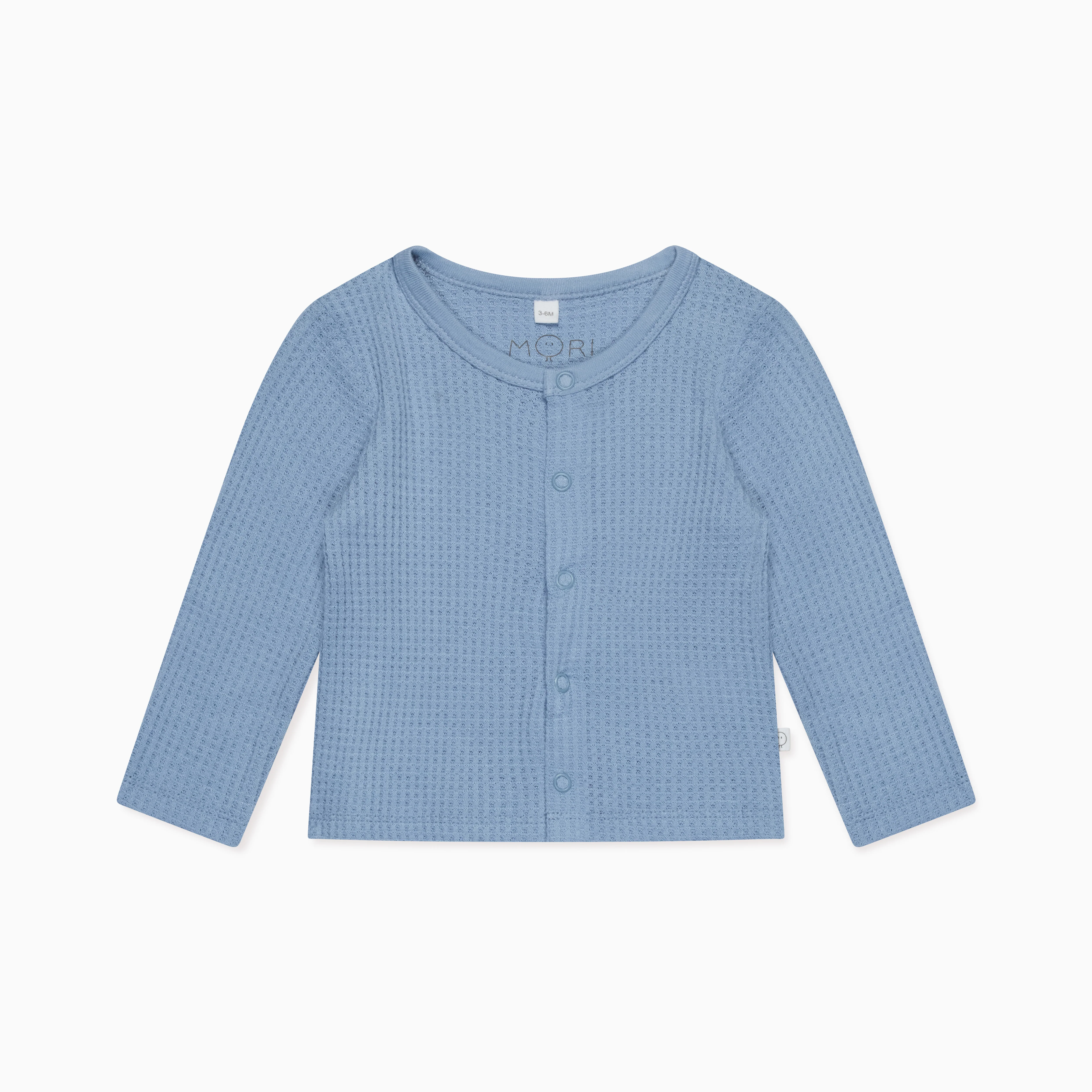 Sky Waffle Cardigan & Footed Leggings Outfit - Image 2