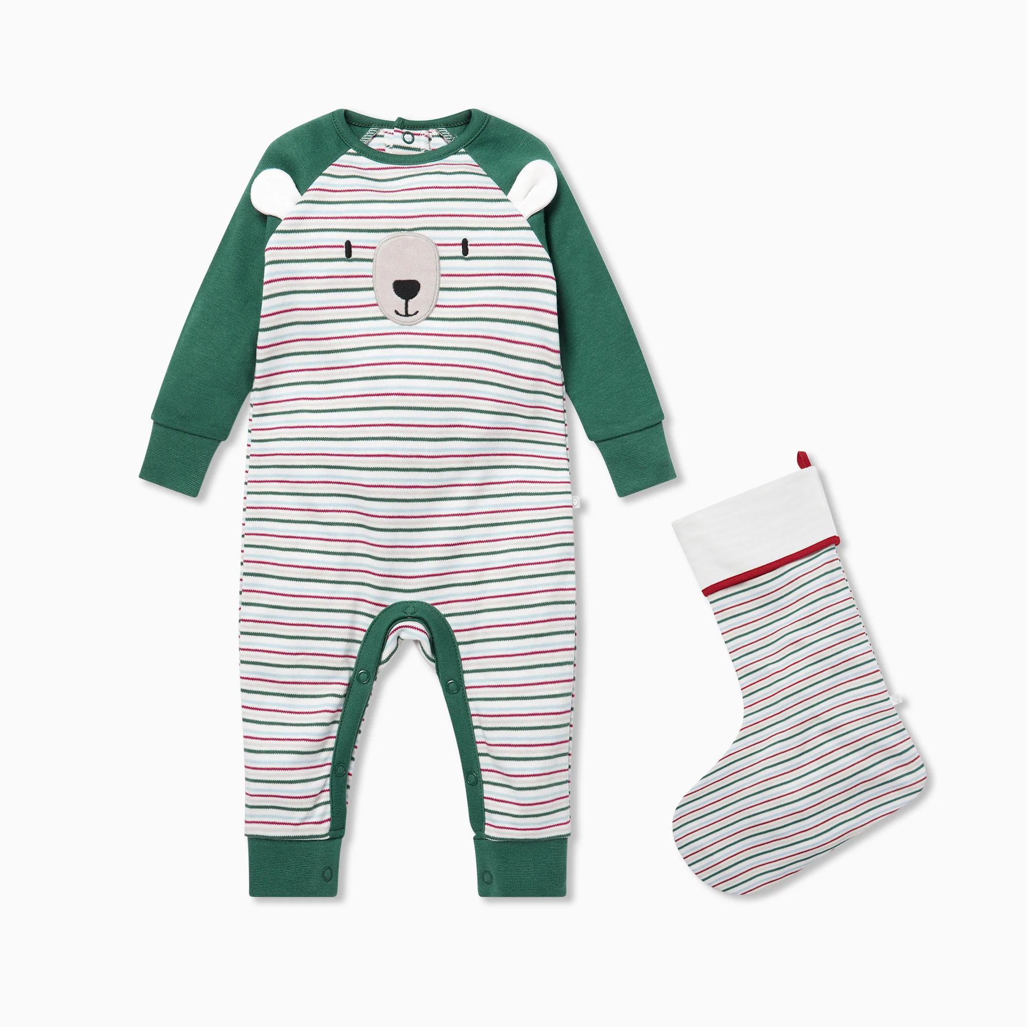 Sleepy Bear Back Opening Sleepsuit & Stocking Set