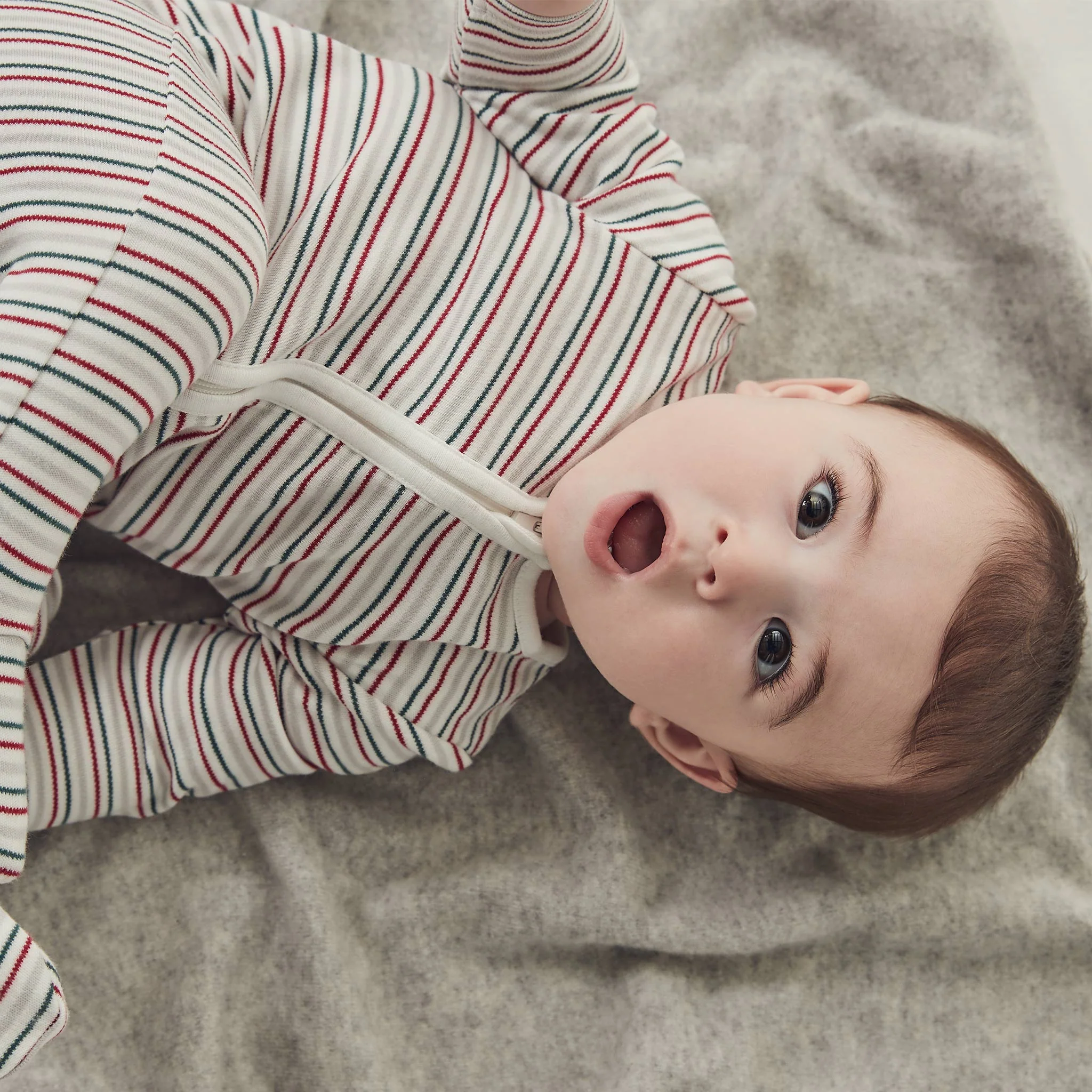 Sleepy Stripe Hat & Zip-Up Sleepsuit - Image 3
