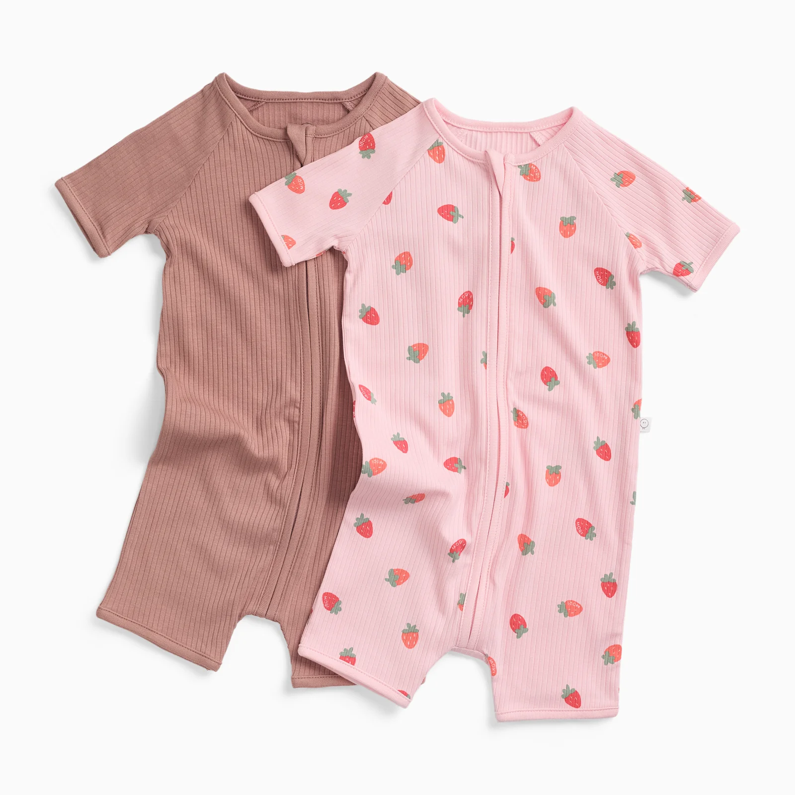 Strawberry Fields & Ribbed Summer Sleepsuit 2 Pack