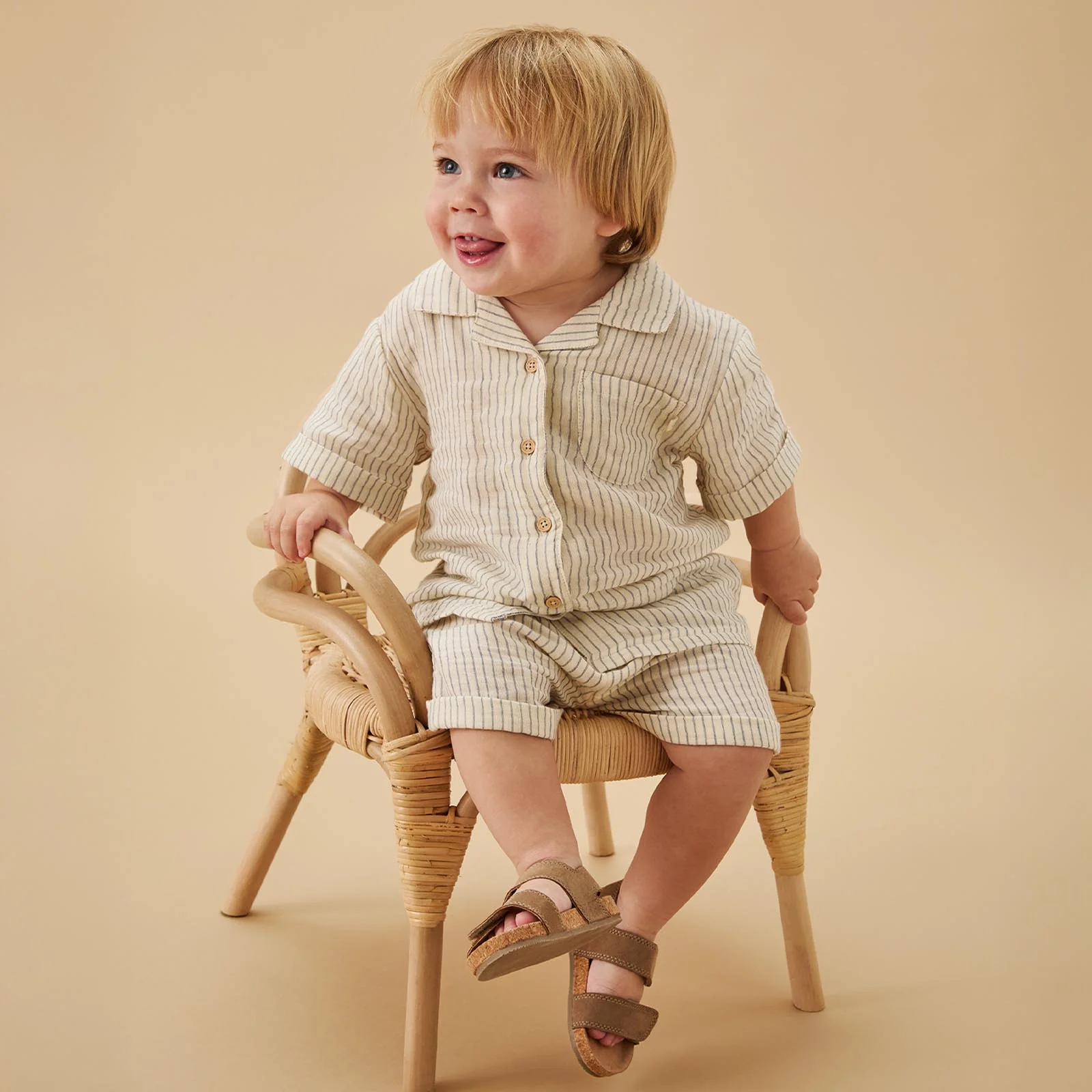 Striped Muslin Shorts