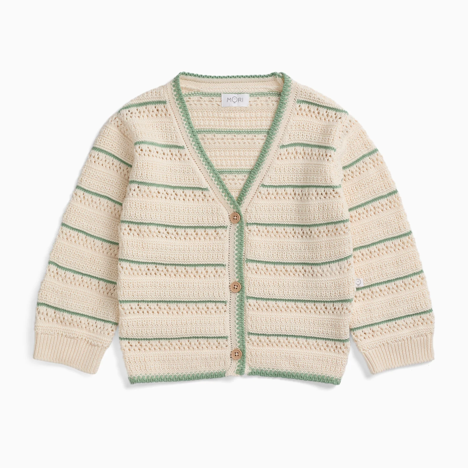 Striped Pointelle Knitted Cardigan