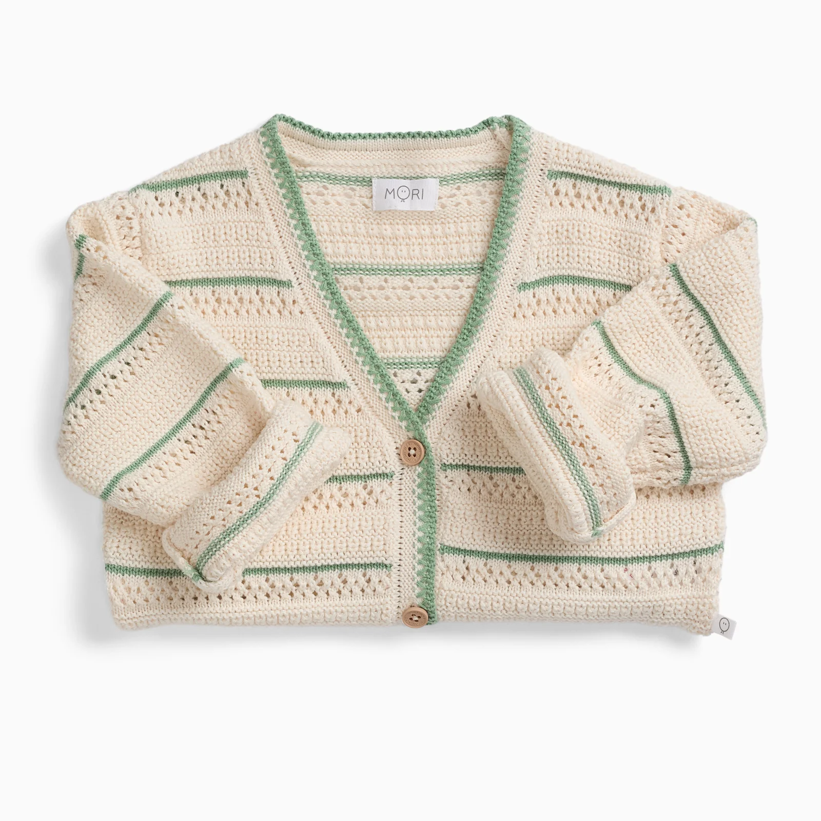 Striped Pointelle Knitted Cardigan - Image 2