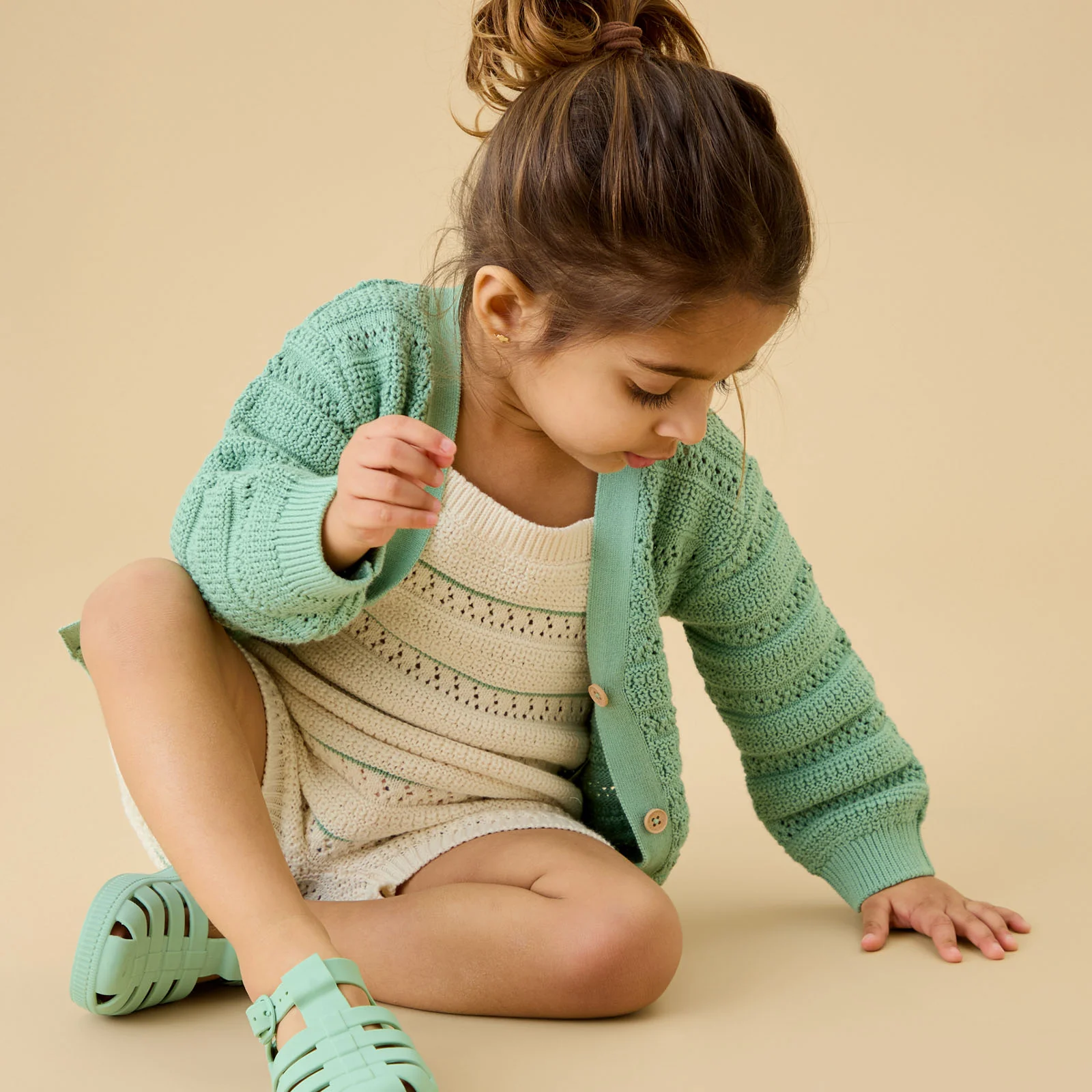 Striped Pointelle Knitted Summer Romper