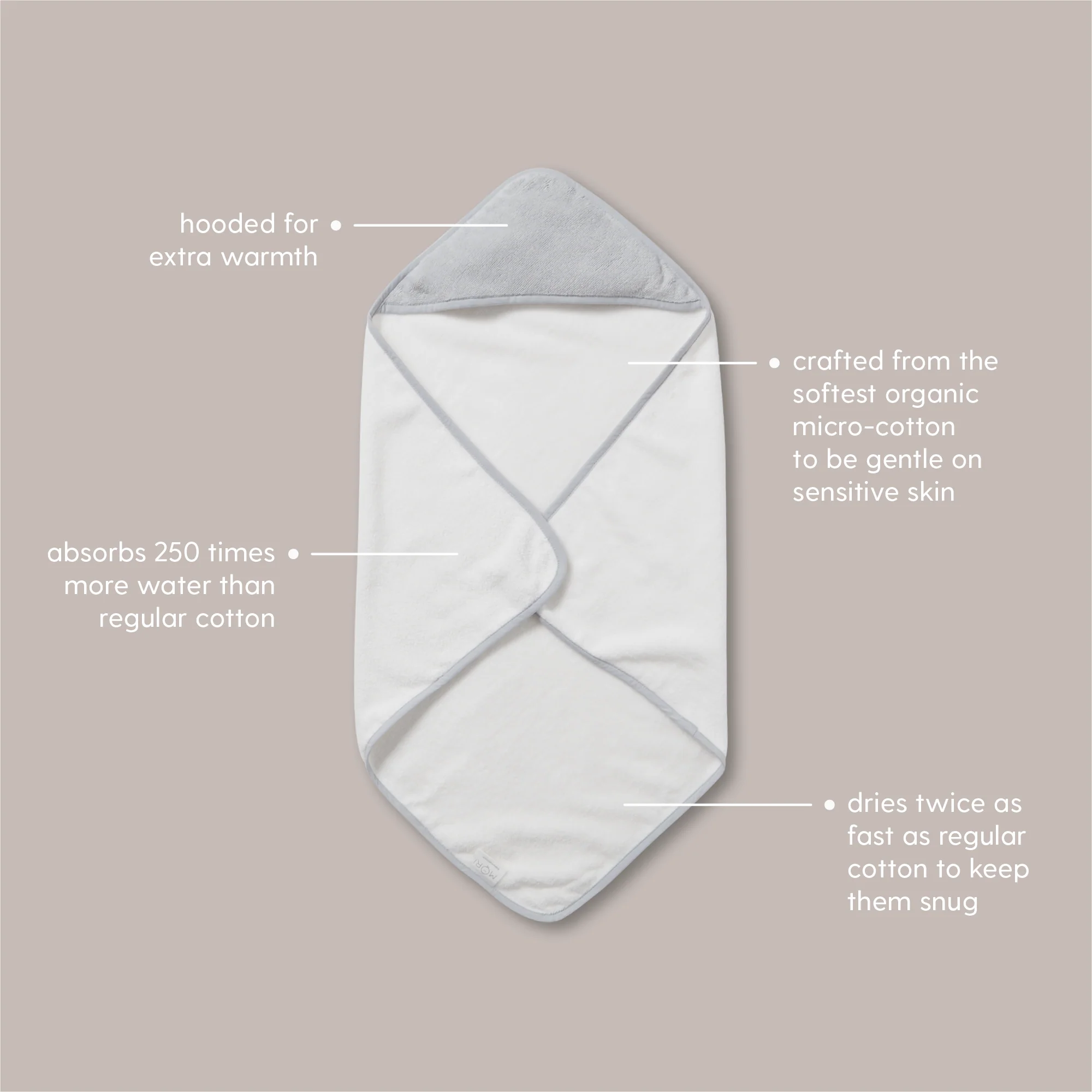 Taupe Hooded Baby Bath Towel - Image 5