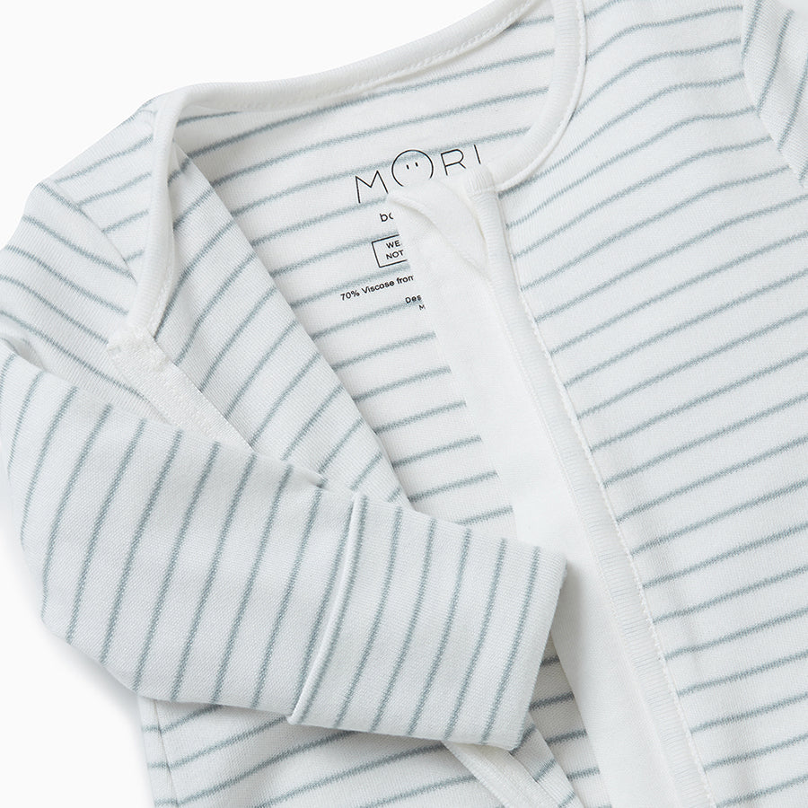 Teal Stripe Zip-Up Sleepsuit 4 Pack - Image 3