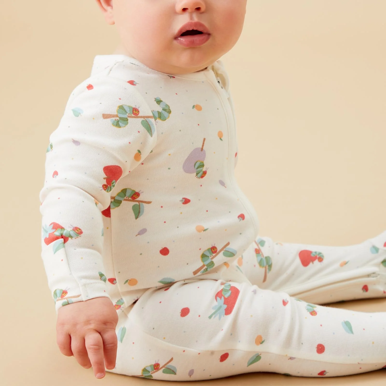 The Very Hungry Caterpillar Print & Ribbed Clever Zip Sleepsuit 2 Pack - Image 2