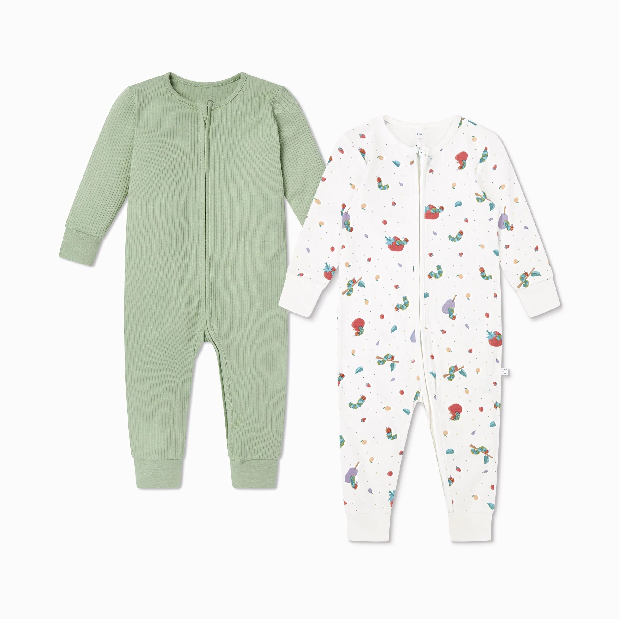 The Very Hungry Caterpillar Print & Ribbed Clever Zip Sleepsuit 2 Pack - Image 4