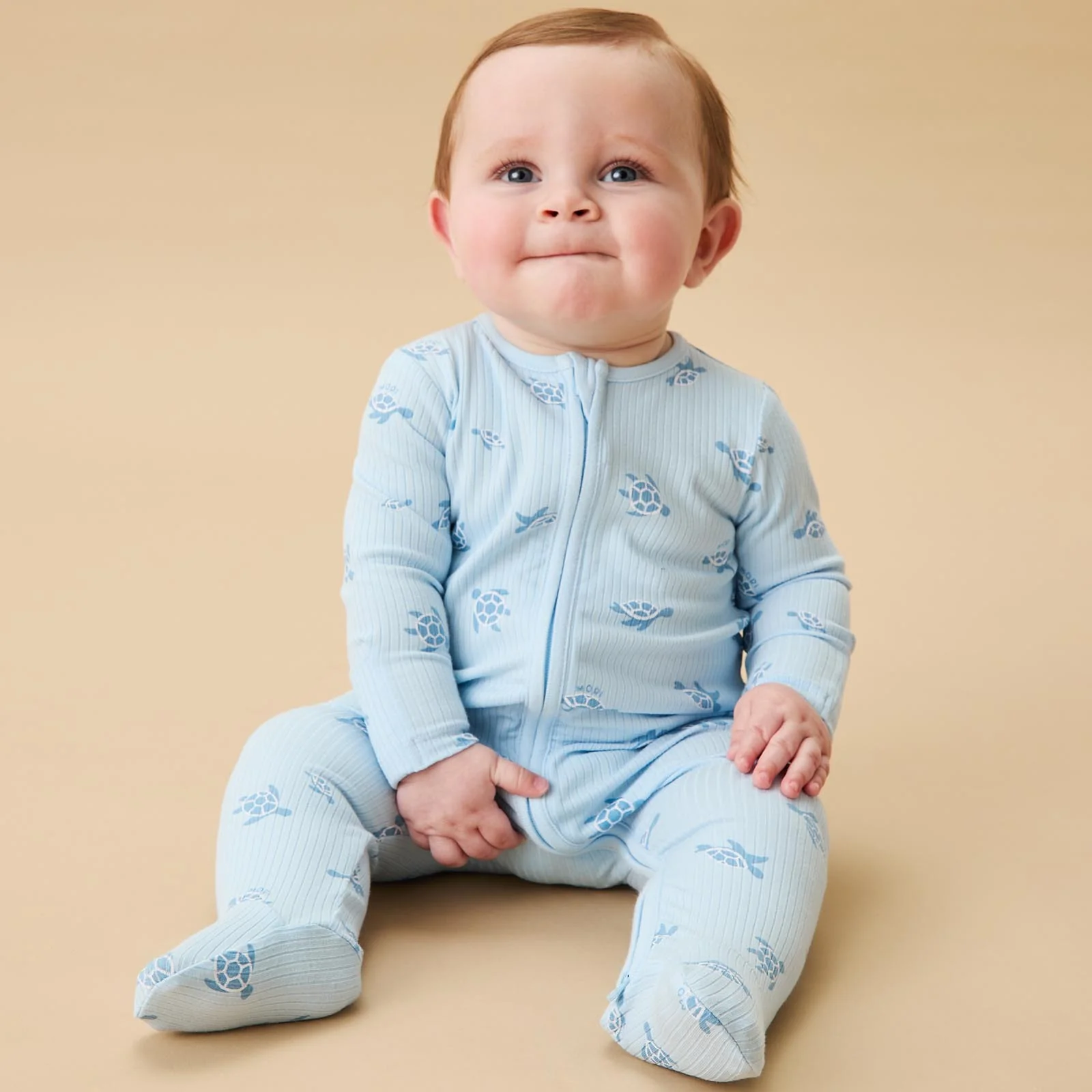 Turtles Ribbed & Little Fish Clever Zip Sleepsuit 2 Pack - Image 5