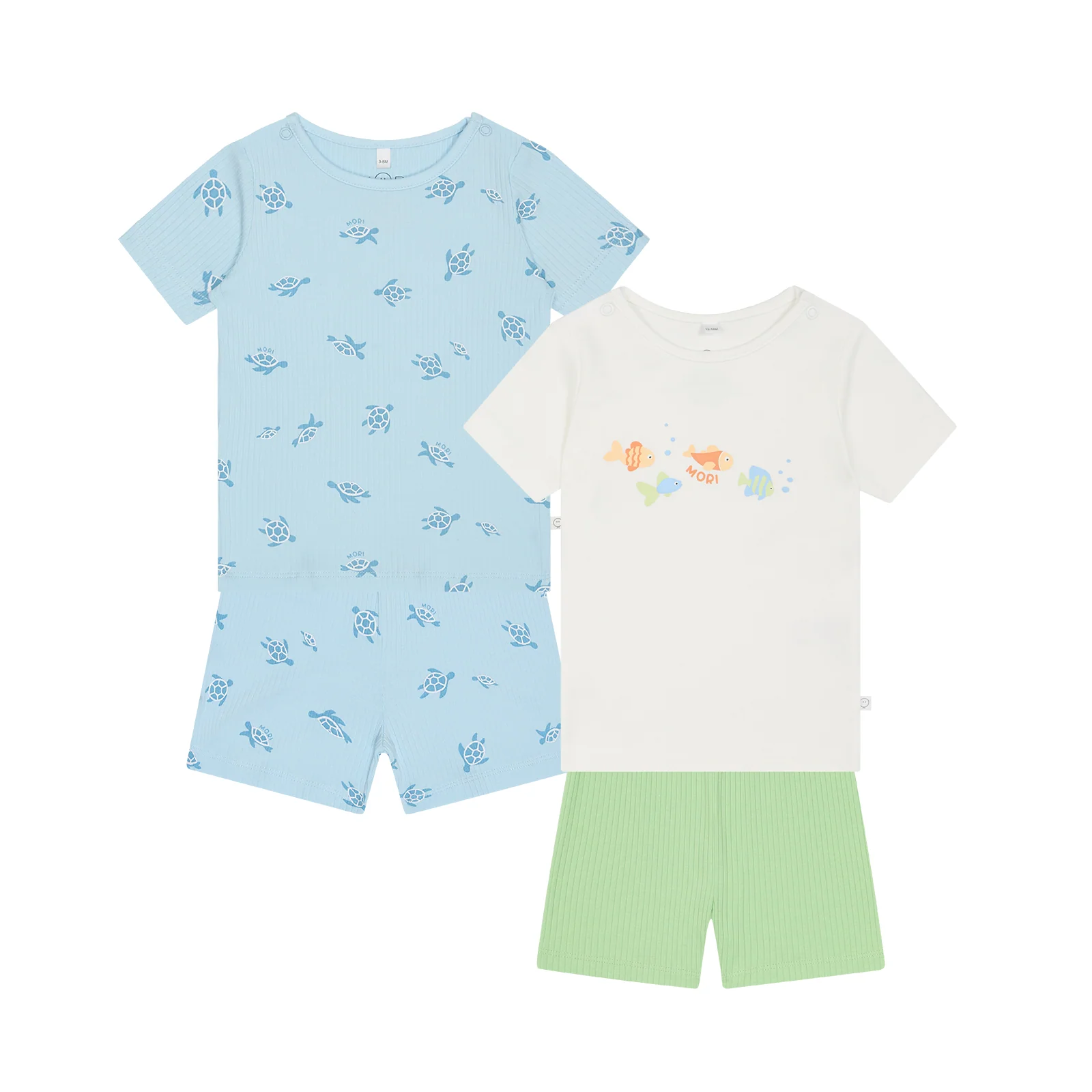 Turtles Ribbed & Little Fish Summer Pyjamas 2 Pack