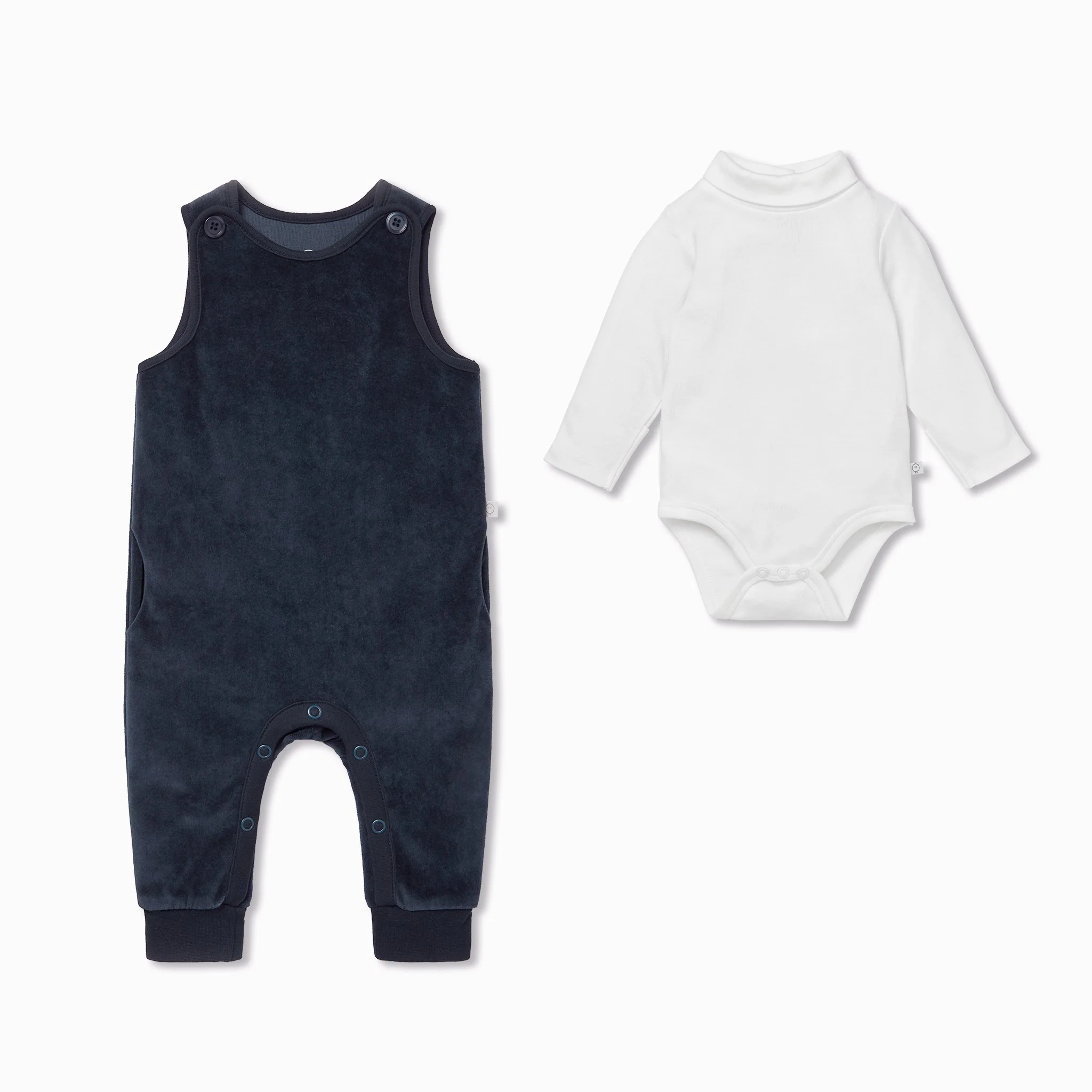 Velour Dungarees & Roll Neck Bodysuit Outfit - Image 2