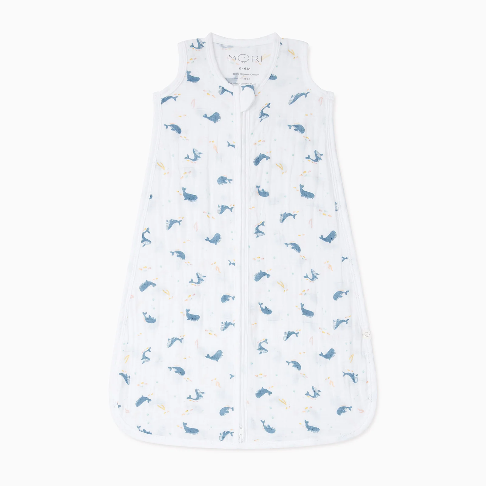 Whale Print Muslin Front Opening Sleeping Bag 0.5 TOG