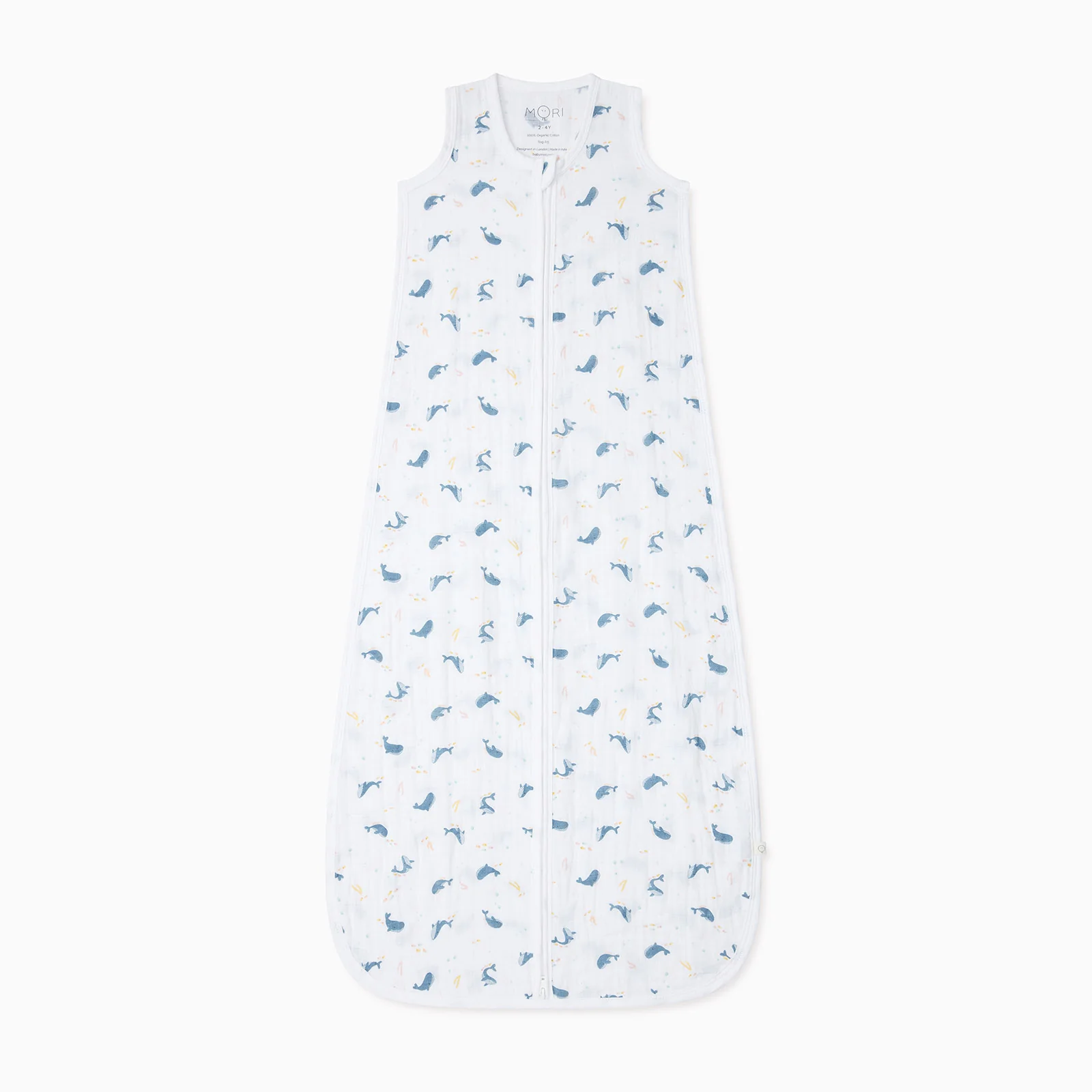 Whale Print Muslin Front Opening Sleeping Bag 0.5 TOG - Image 3