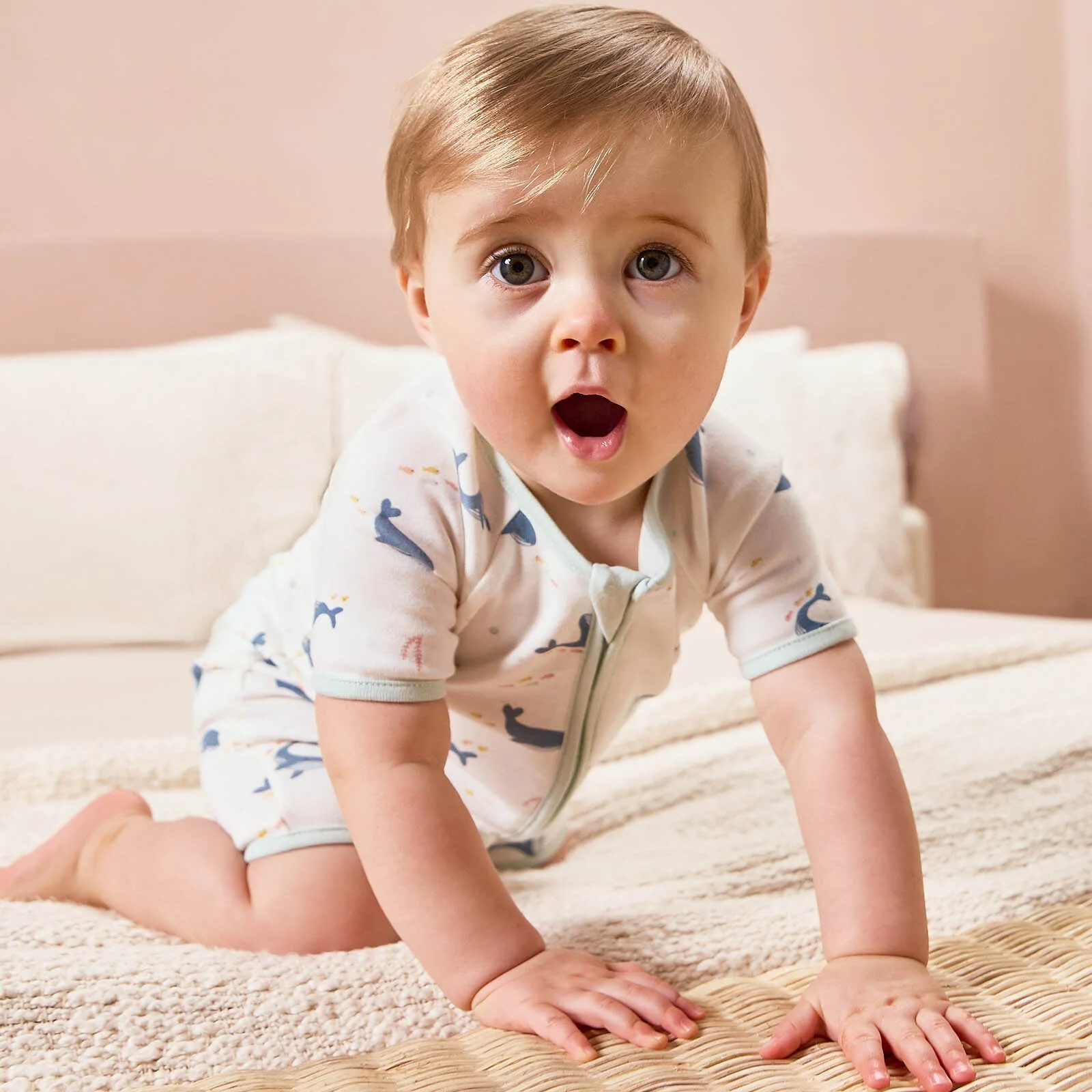 Whale Print Zip Summer Sleepsuit - Image 3
