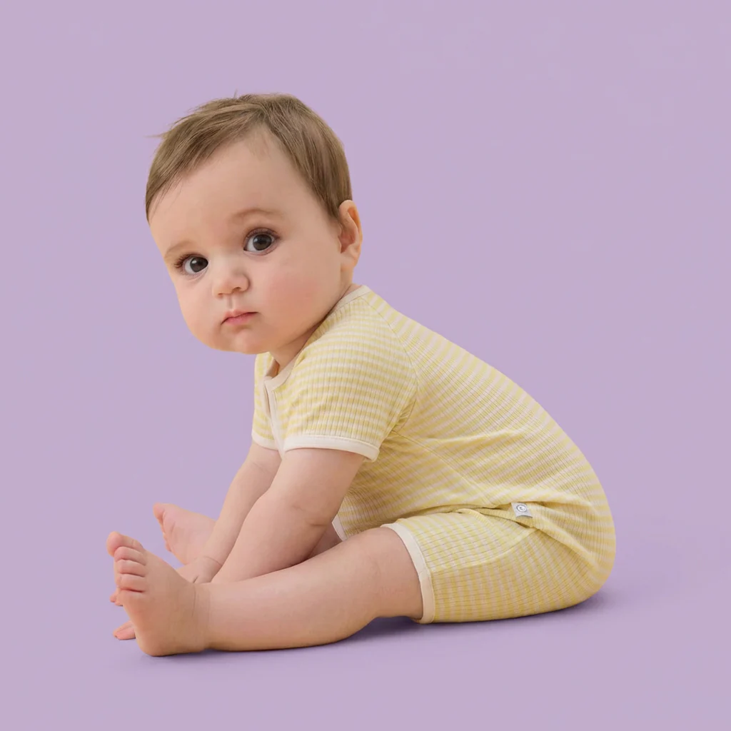 Yellow Stripe Ribbed & Ocean Dreams Summer Sleepsuit 2 Pack - Image 2
