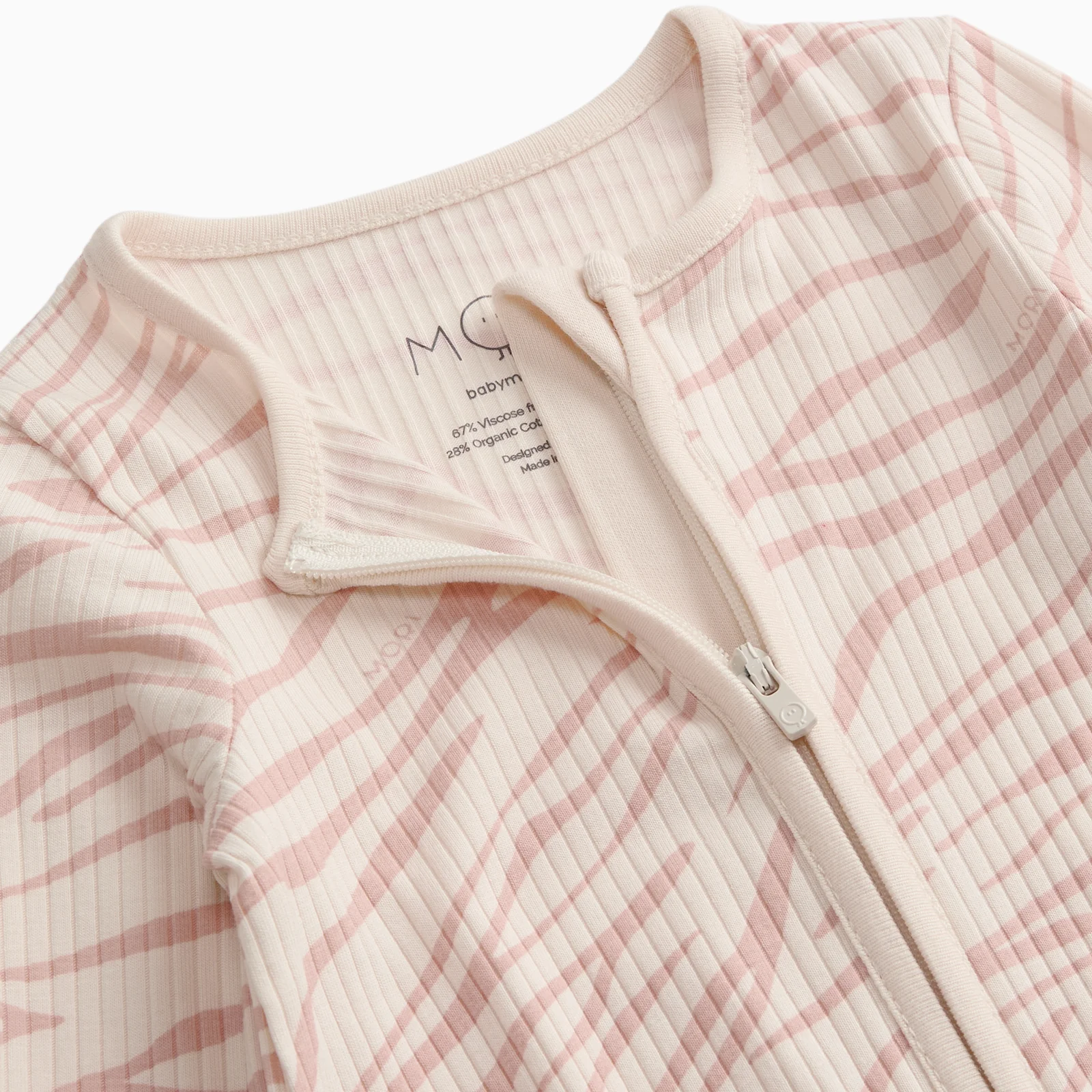 Zebra Sands Ribbed Clever Zip Sleepsuit - Image 4