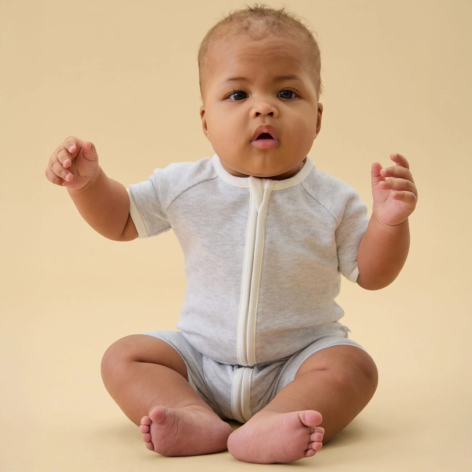 Zip Summer Sleepsuit - Grey